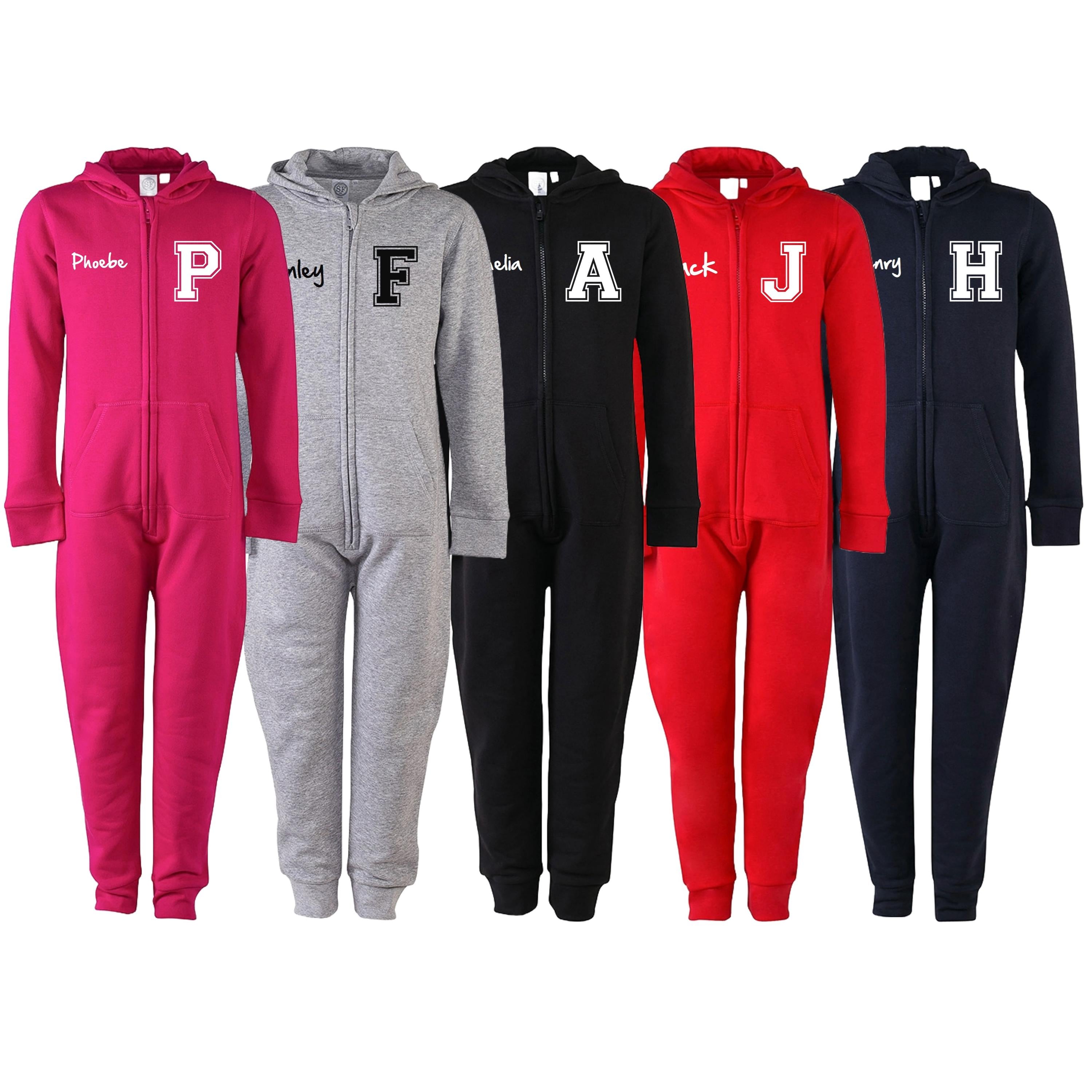 Kids Personalised Varsity Name & Initial Onesie Your Custom Text All In One