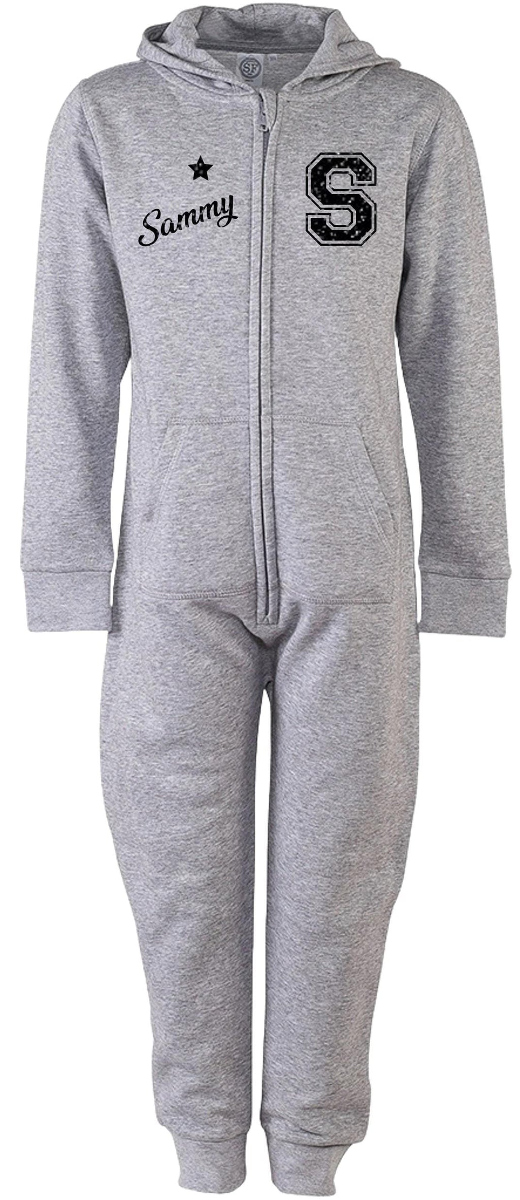 Adults Personalised Glitter Varsity Name & Initial Onesie Your Custom Text All In One