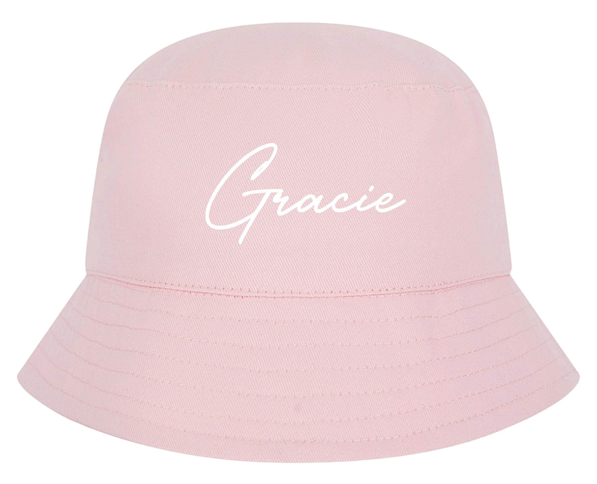 Baby, Toddler, Kids Personalised Name Cotton Bucket Summer Sun Hat