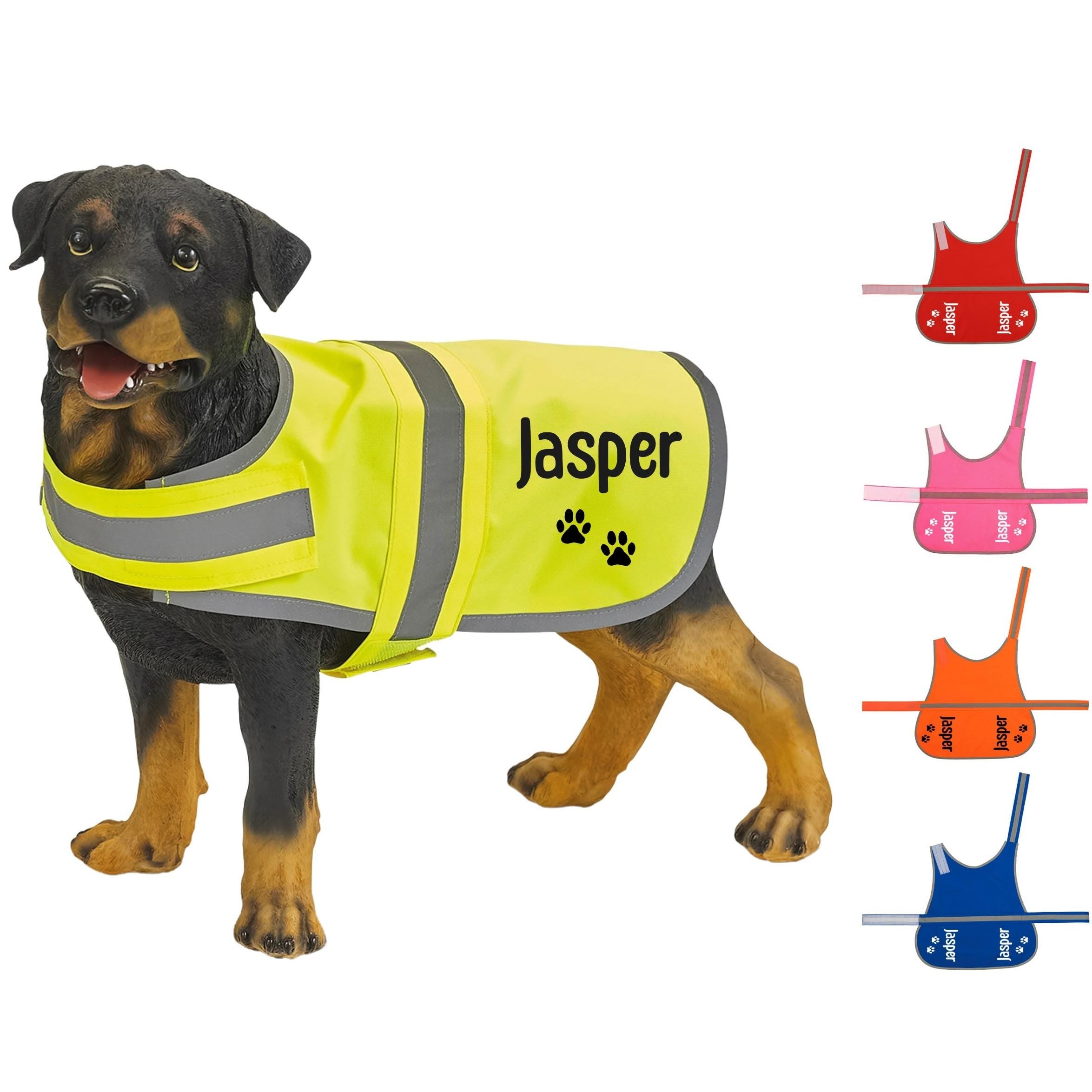 Personalised Name Text Hi-Vis Dog Vest Walking Training Reflective Safety Jacket Scared Reactive