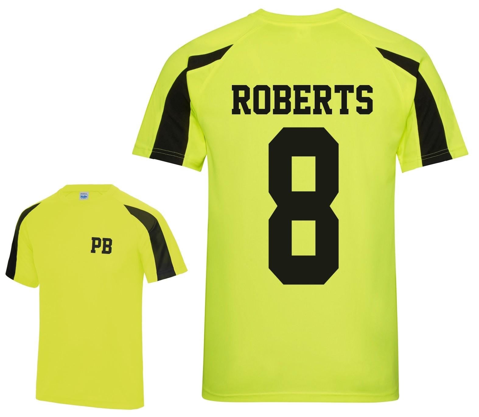 Kids Personalised Football Shirt Sports Kit Custom Initials Team Name Number (Electric Yellow/Black)