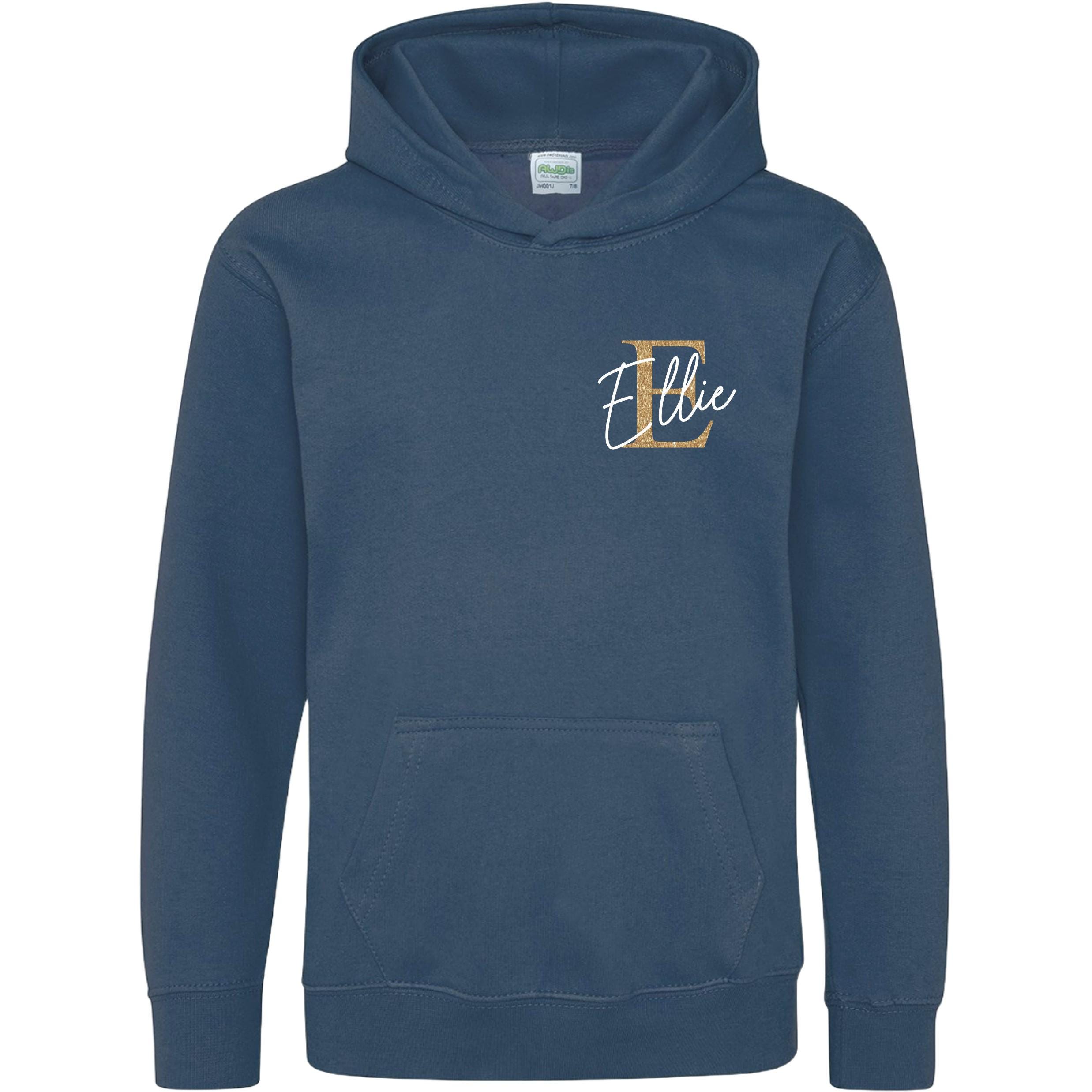 Kids & Toddlers Personalised Name Initial Hoodie Custom Boys Girls Hooded Sweatshirt