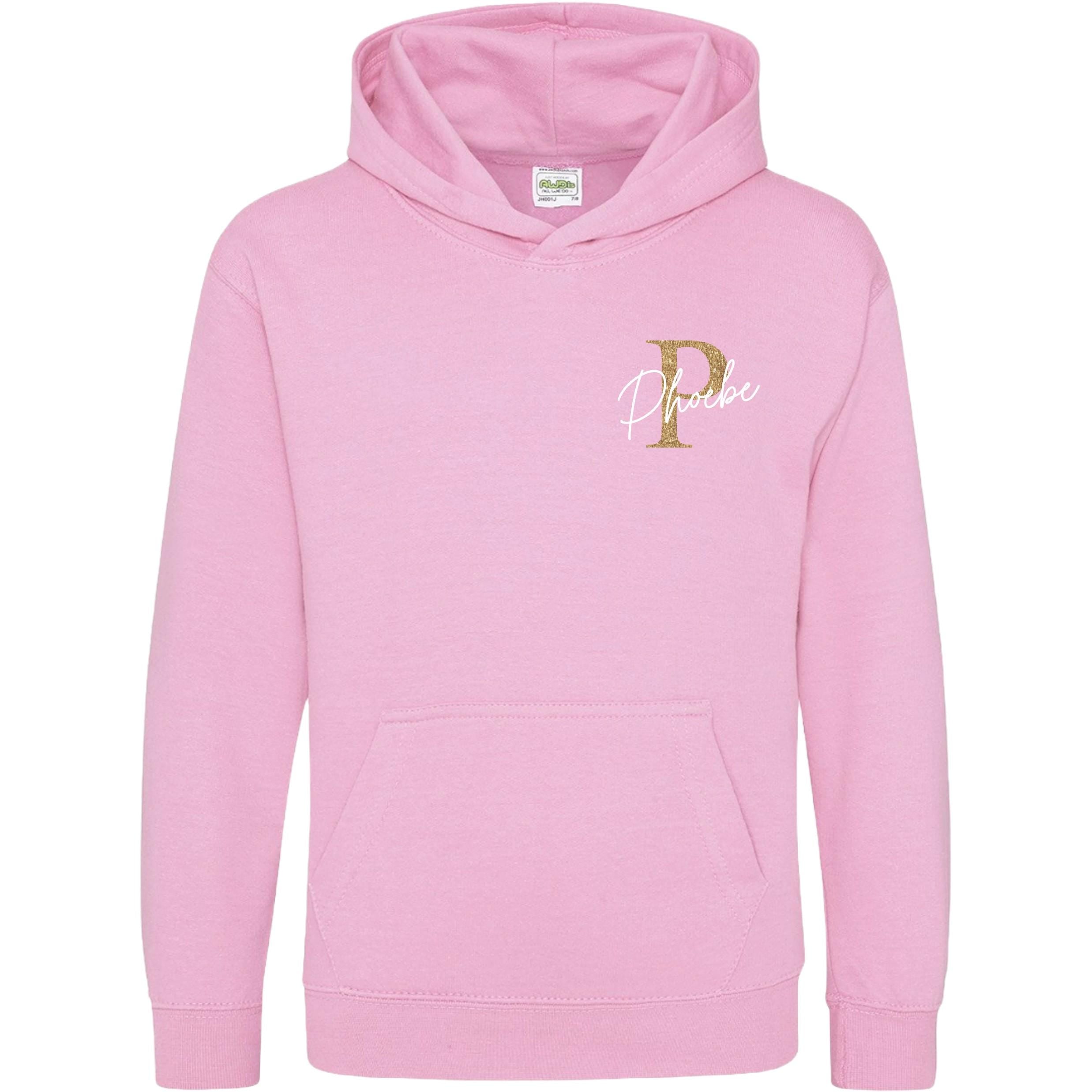 Kids & Toddlers Personalised Name Initial Hoodie Custom Boys Girls Hooded Sweatshirt