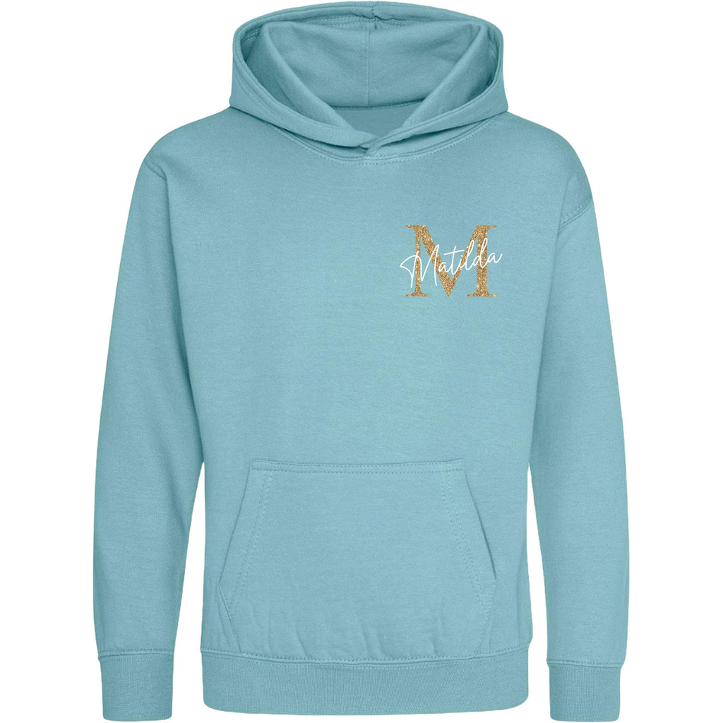 Kids & Toddlers Personalised Name Initial Hoodie Custom Boys Girls Hooded Sweatshirt