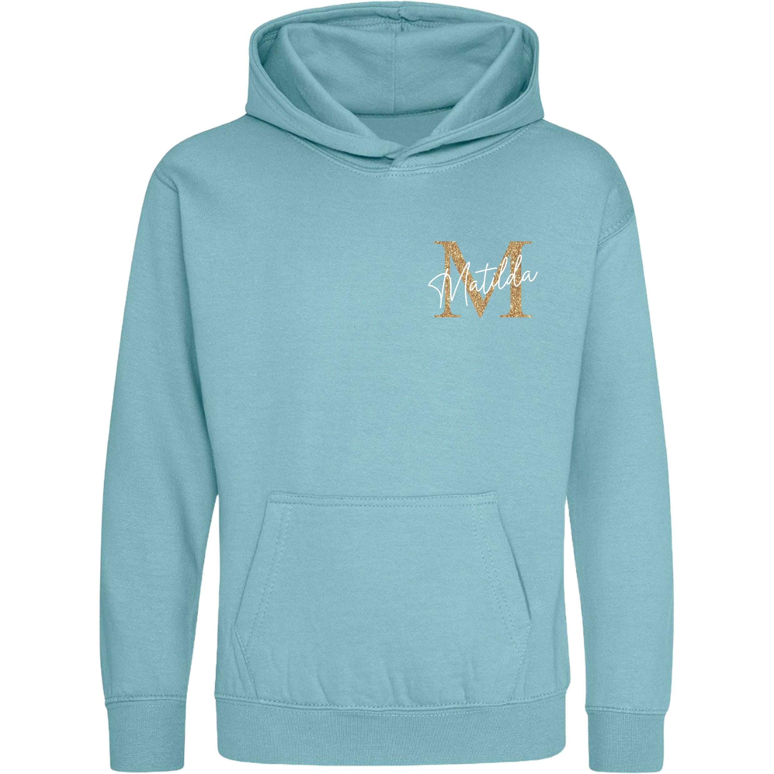 Kids & Toddlers Personalised Name Initial Hoodie Custom Boys Girls Hooded Sweatshirt