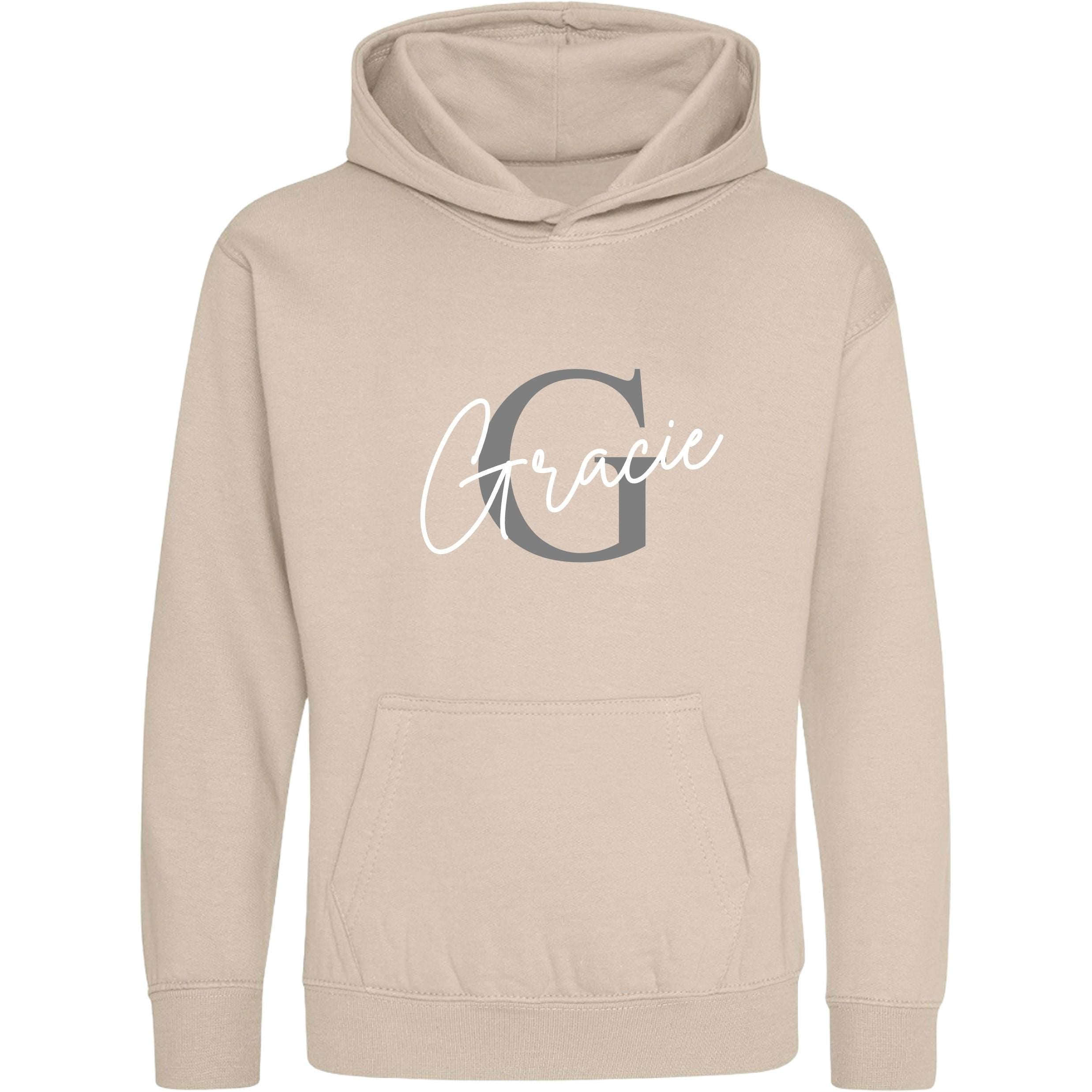 Kids & Toddlers Personalised Name Initial Hoodie Custom Boys Girls Hooded Sweatshirt