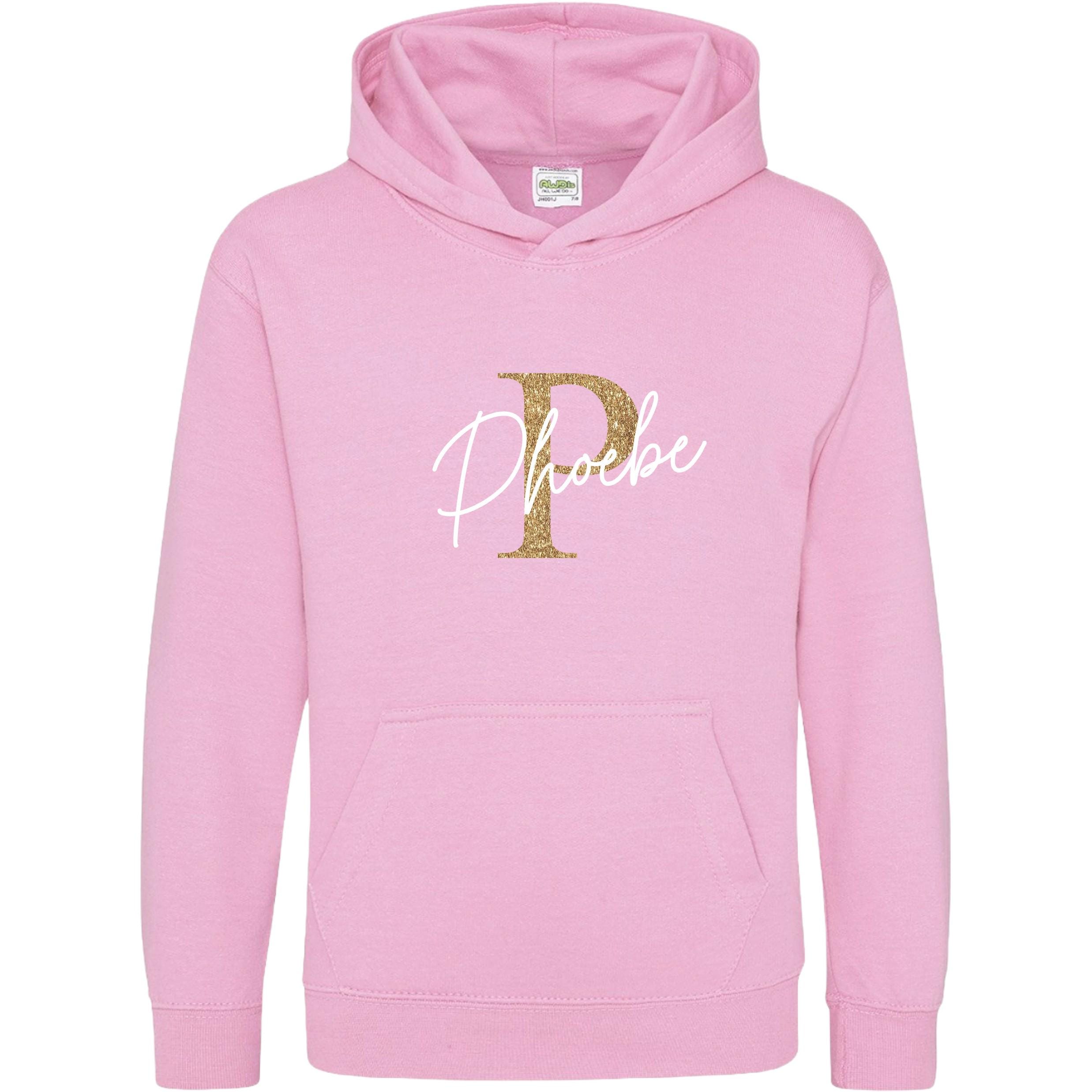 Kids & Toddlers Personalised Name Initial Hoodie Custom Boys Girls Hooded Sweatshirt