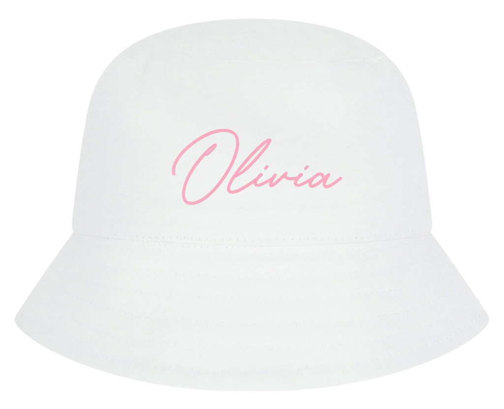 Baby, Toddler, Kids Personalised Name Cotton Bucket Summer Sun Hat