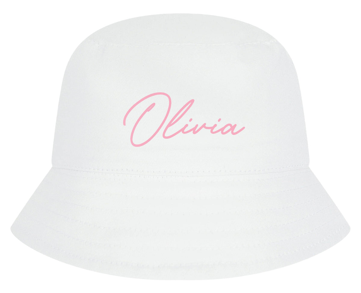 Baby, Toddler, Kids Personalised Name Cotton Bucket Summer Sun Hat