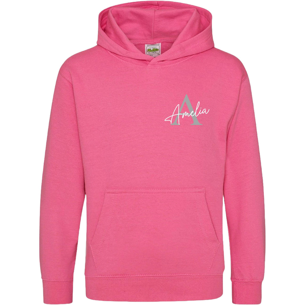 Kids & Toddlers Personalised Name Initial Hoodie Custom Boys Girls Hooded Sweatshirt