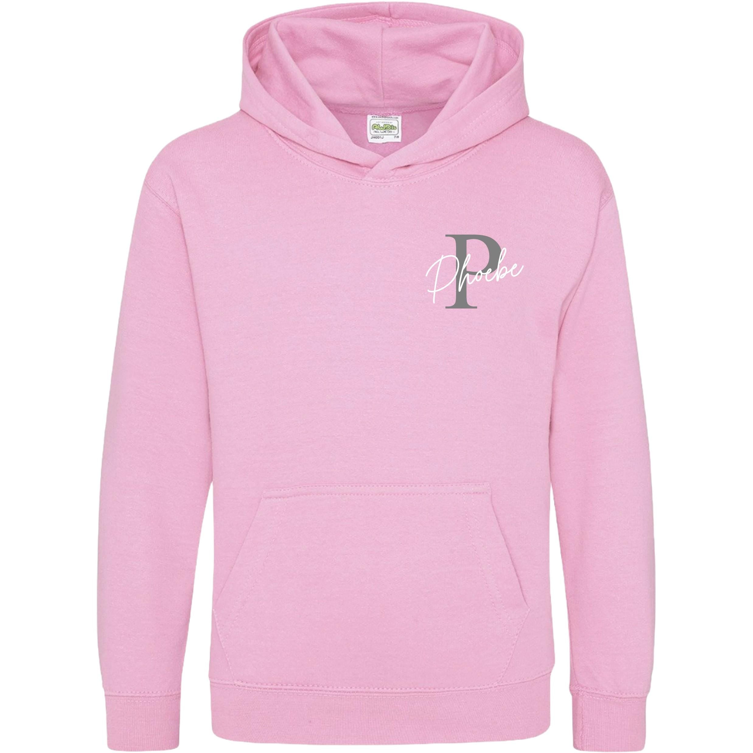 Kids & Toddlers Personalised Name Initial Hoodie Custom Boys Girls Hooded Sweatshirt