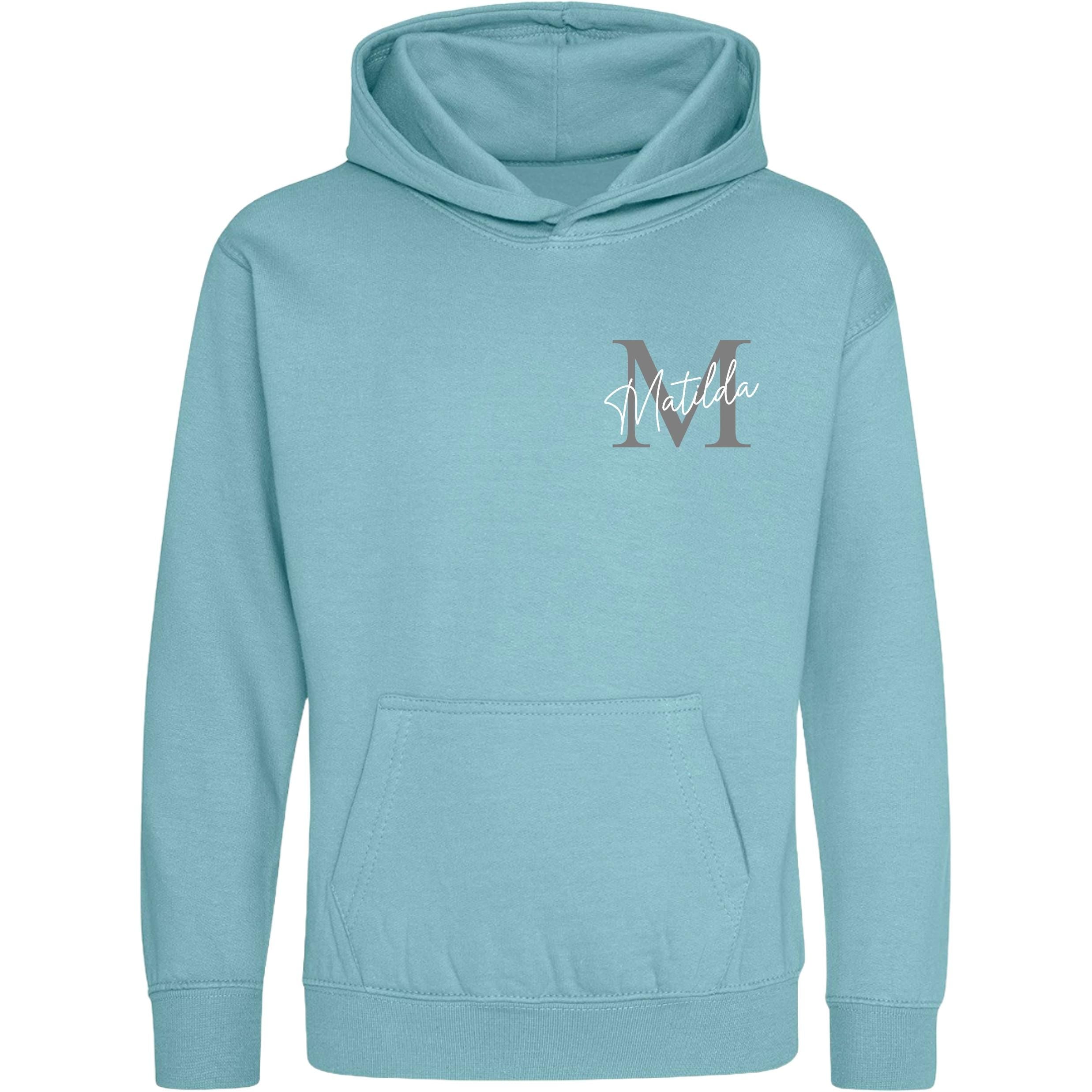 Kids & Toddlers Personalised Name Initial Hoodie Custom Boys Girls Hooded Sweatshirt