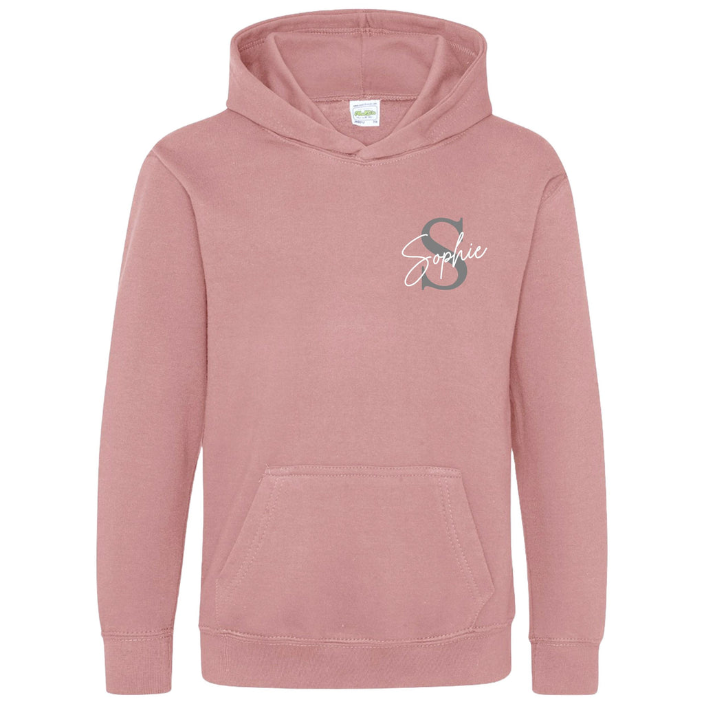 Kids & Toddlers Personalised Name Initial Hoodie Custom Boys Girls Hooded Sweatshirt