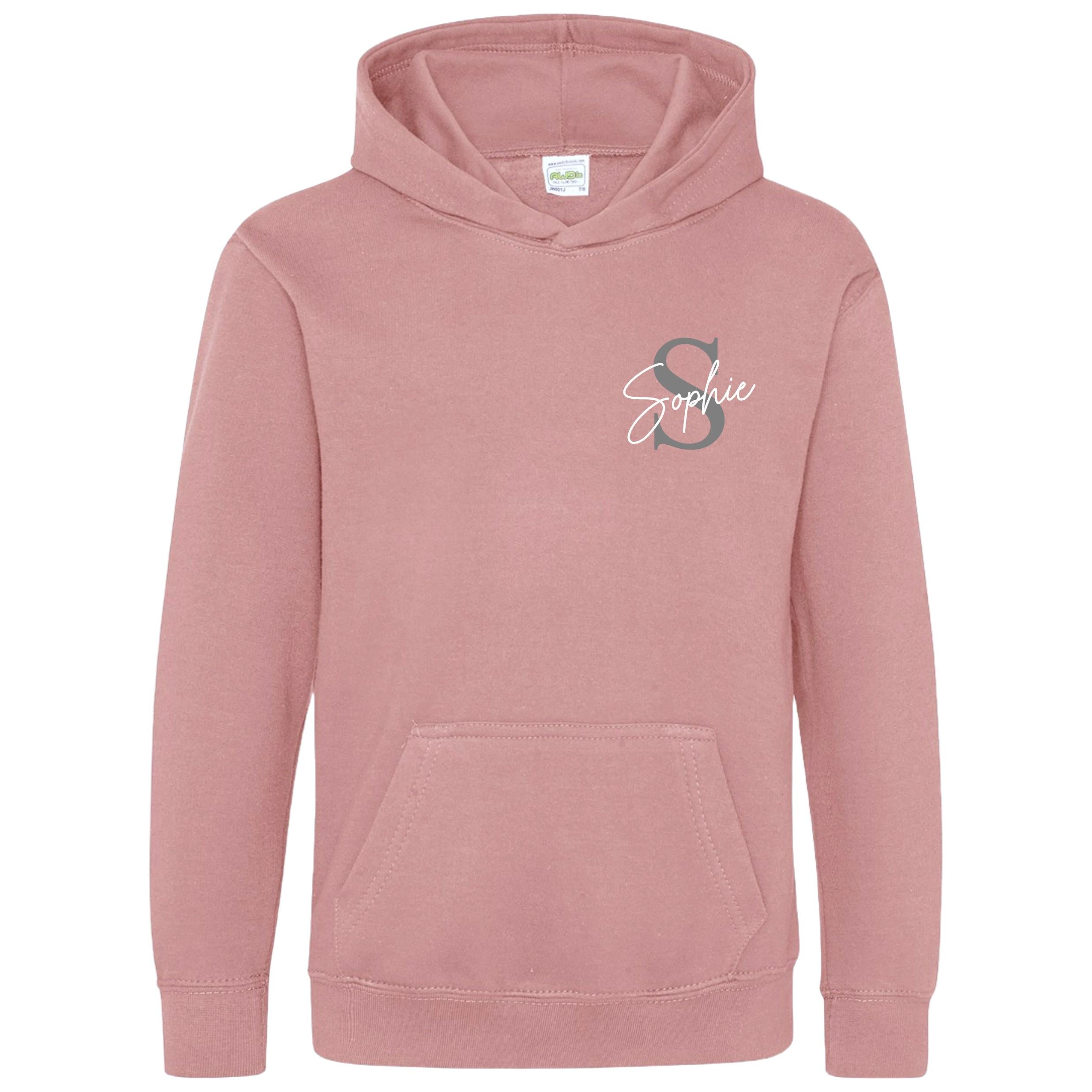 Kids & Toddlers Personalised Name Initial Hoodie Custom Boys Girls Hooded Sweatshirt