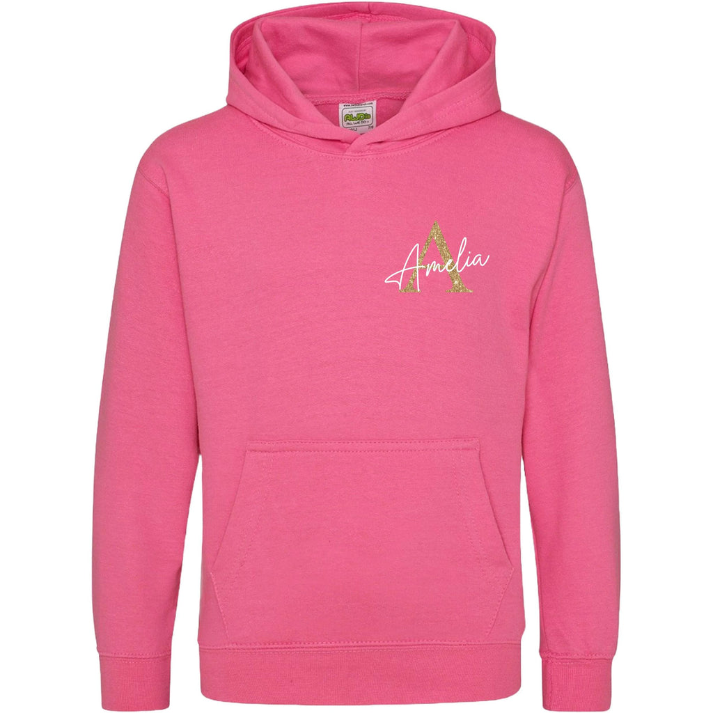 Kids & Toddlers Personalised Name Initial Hoodie Custom Boys Girls Hooded Sweatshirt