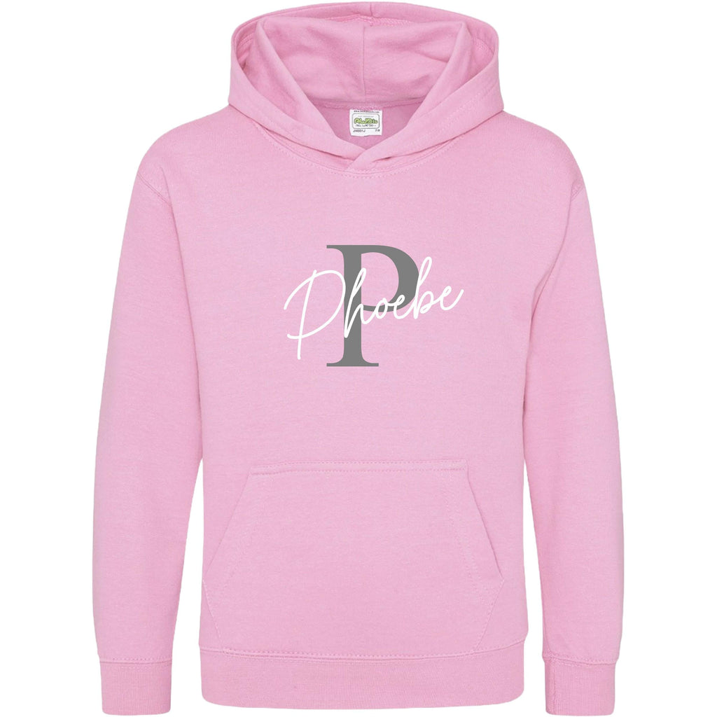 Kids & Toddlers Personalised Name Initial Hoodie Custom Boys Girls Hooded Sweatshirt