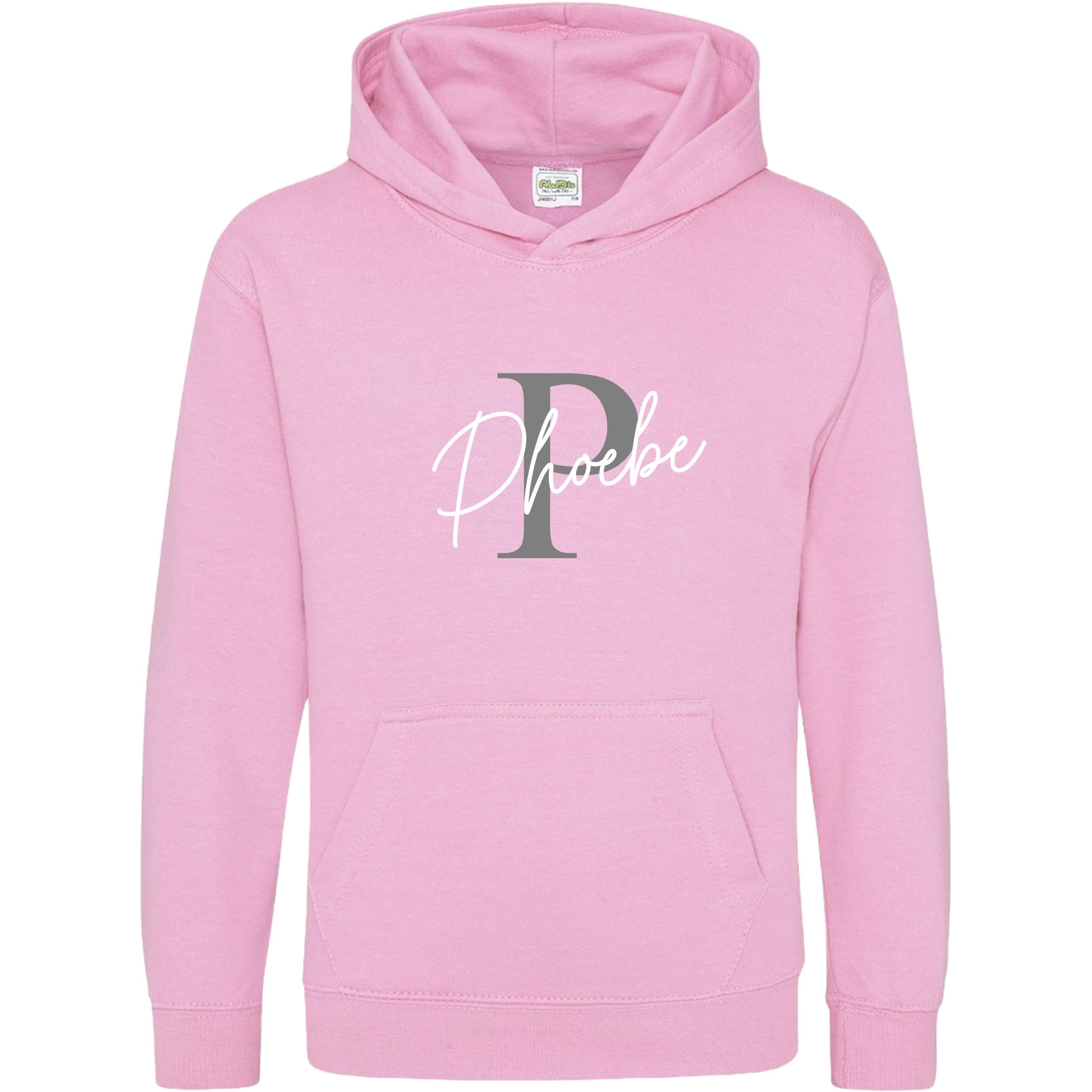 Kids & Toddlers Personalised Name Initial Hoodie Custom Boys Girls Hooded Sweatshirt