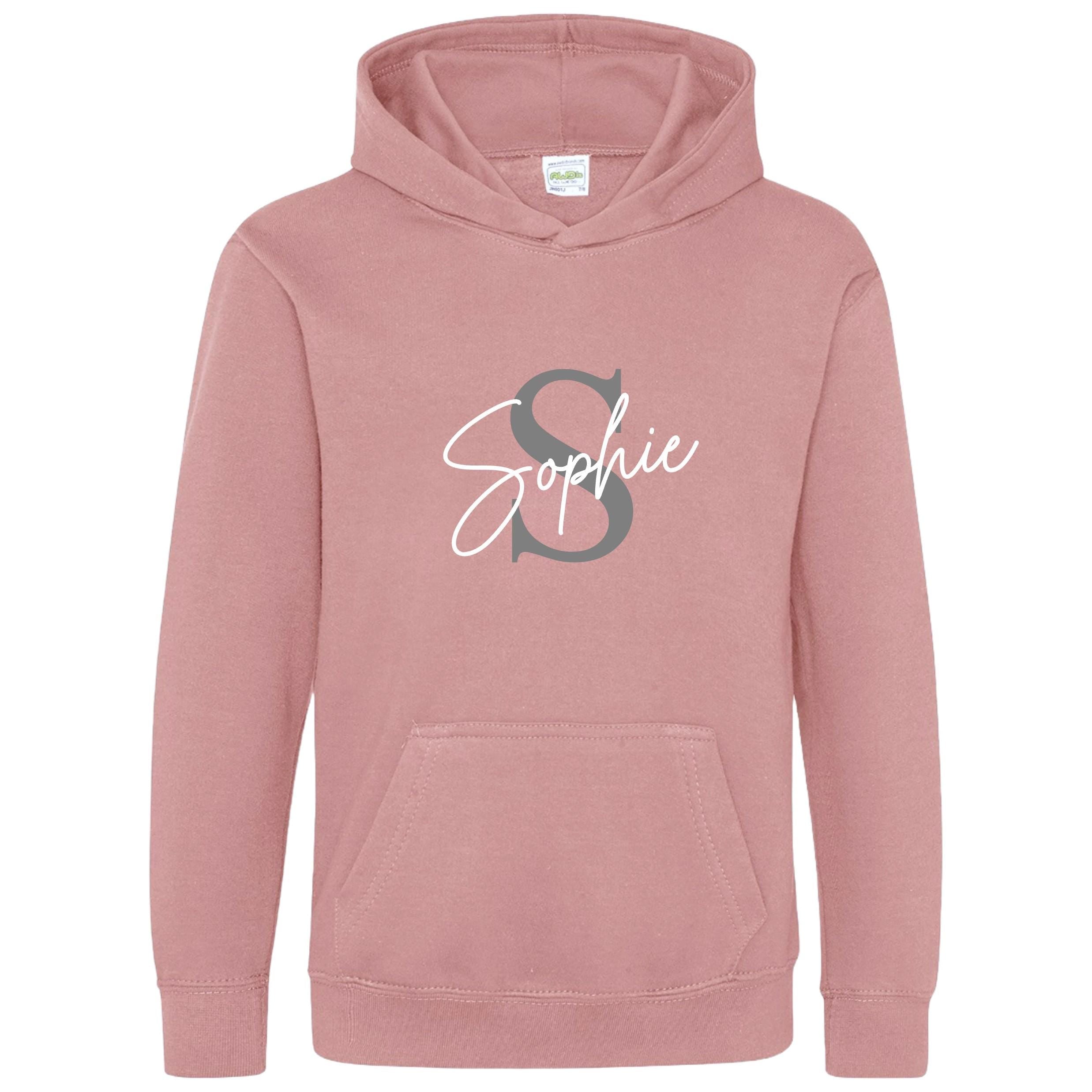 Kids & Toddlers Personalised Name Initial Hoodie Custom Boys Girls Hooded Sweatshirt