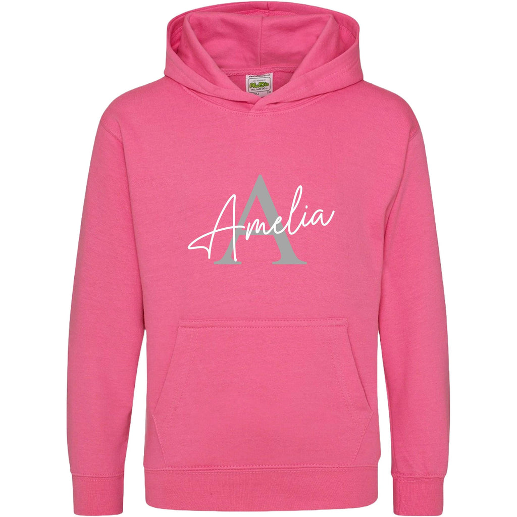 Kids & Toddlers Personalised Name Initial Hoodie Custom Boys Girls Hooded Sweatshirt