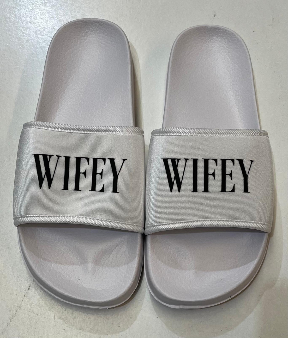 HUBBY & WIFEY Matching Sliders Newlyweds Honeymoon Slippers Gift