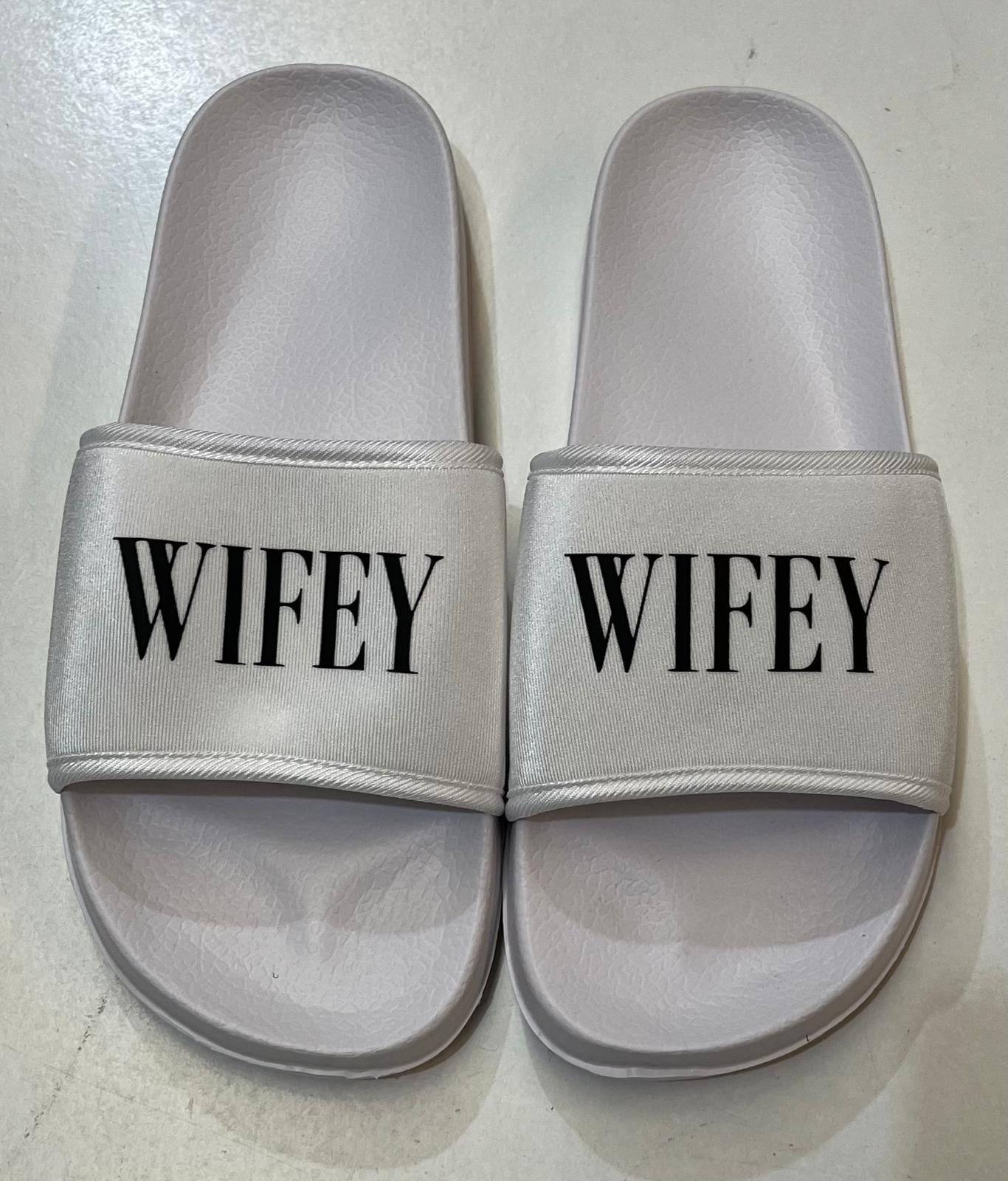 HUBBY & WIFEY Matching Sliders Newlyweds Honeymoon Slippers Gift