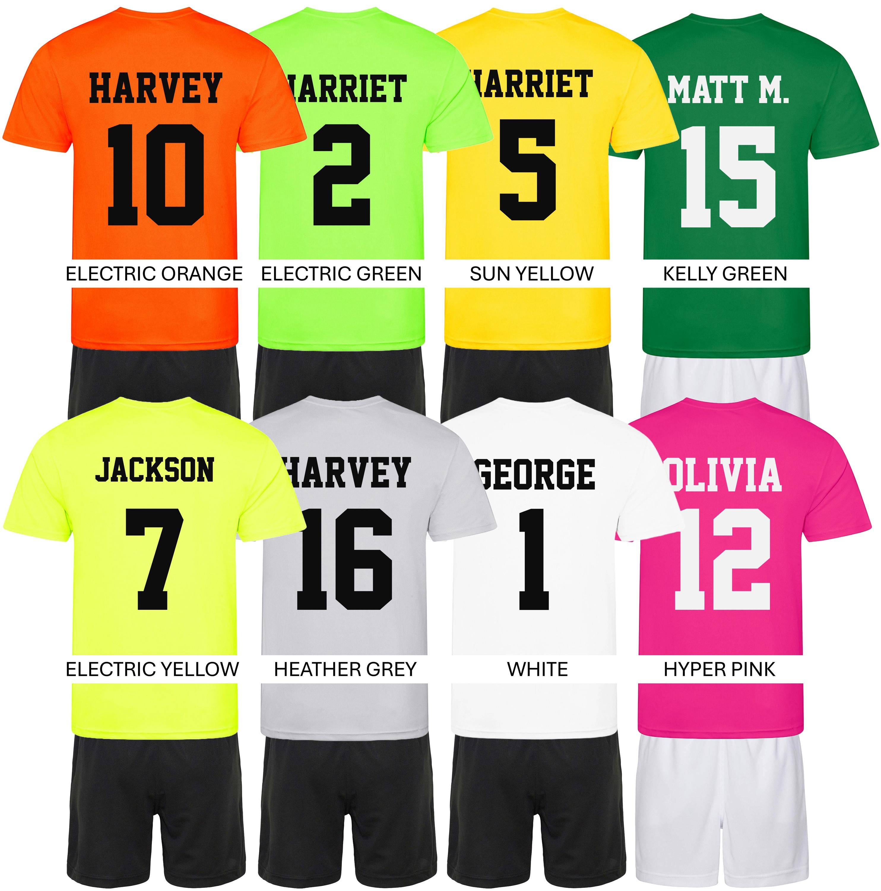 Kids Personalised Football Shirt & Shorts Sports Kit Custom Initials Team Name Number
