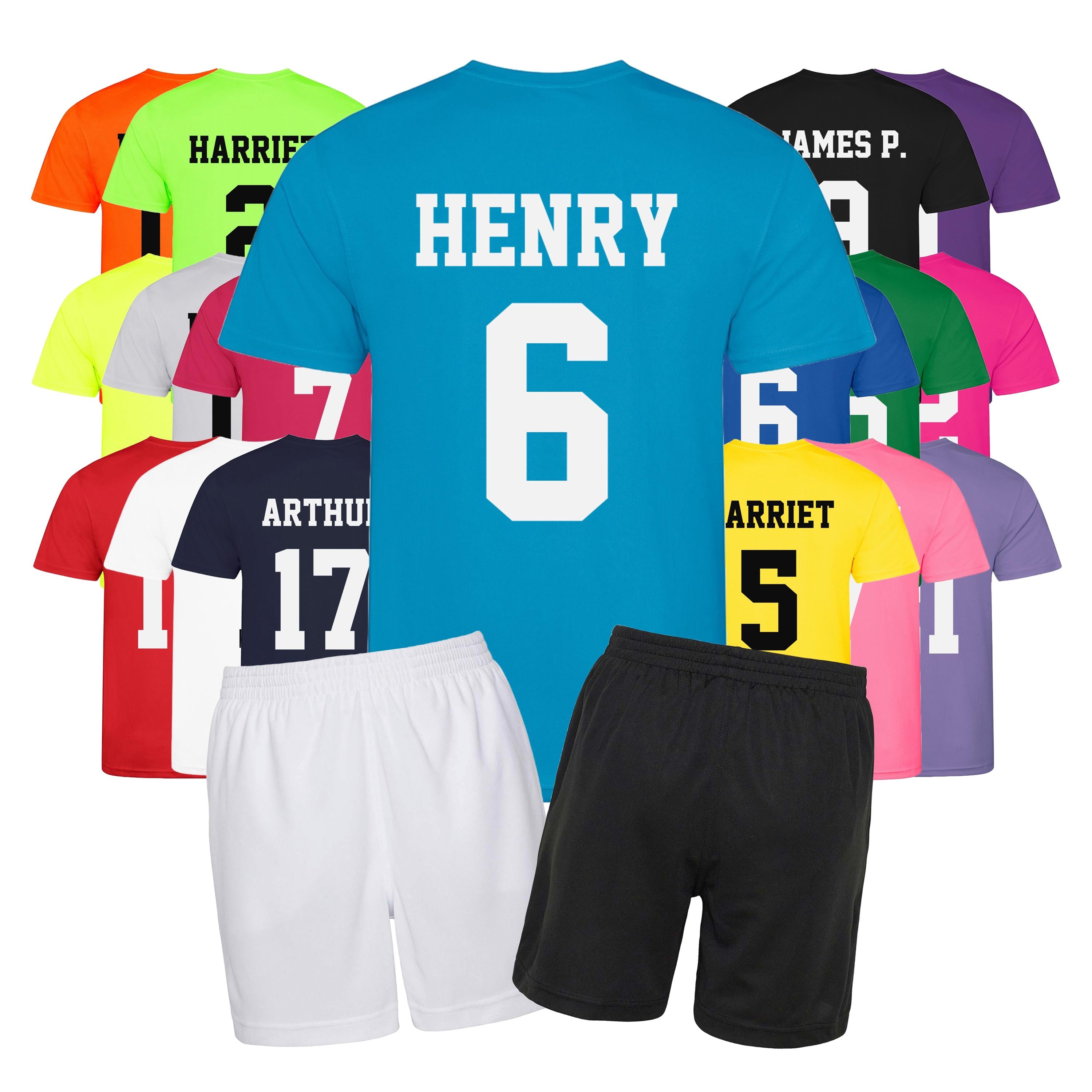 Kids Personalised Football Shirt & Shorts Sports Kit Custom Initials Team Name Number
