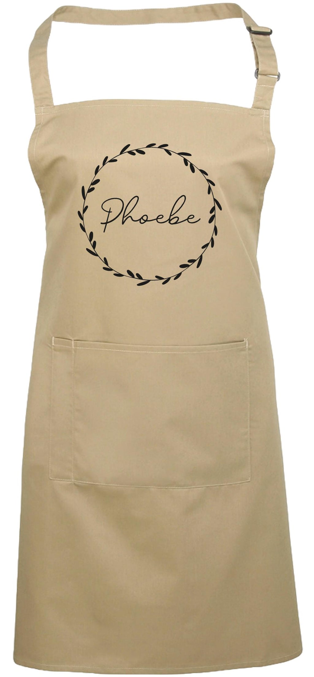 Personalised Floral Wreath Apron Custom Name Text Print Design