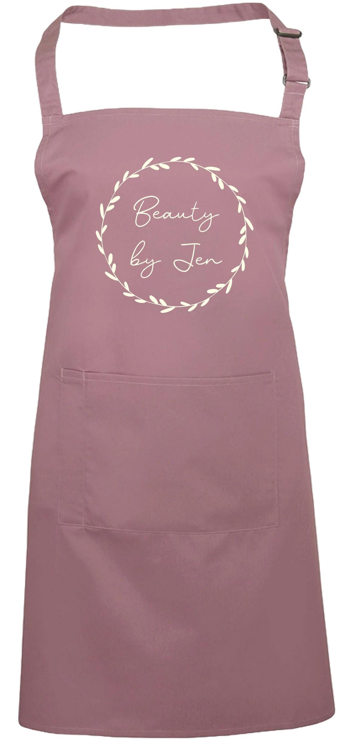 Personalised Floral Wreath Apron Custom Name Text Print Design