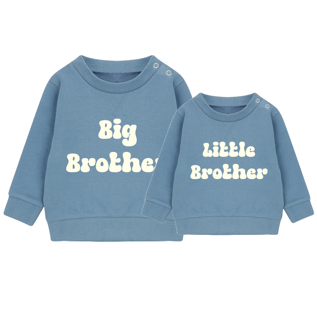 Big and Little Brother Boys Sustainable Sweatshirts Baby and Toddler Matching Retro New Siblings