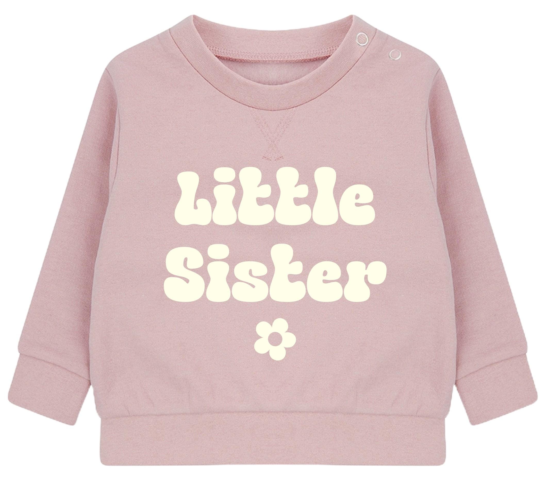 Big and Little Sister Girls Sustainable Sweatshirts Baby and Toddler Matching Retro New Siblings