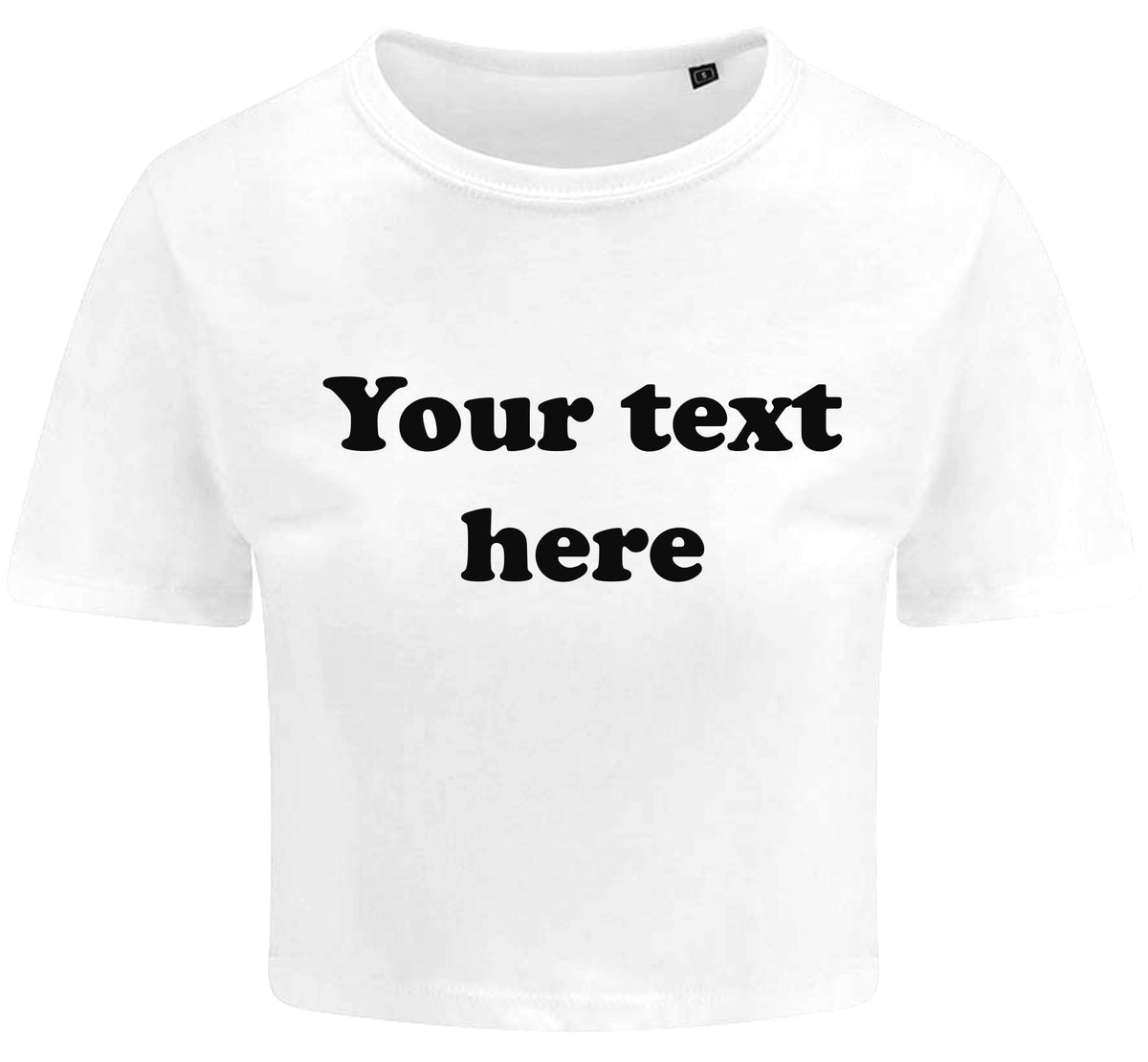 Personalised Ladies Cropped Printed T-Shirt Retro Custom Design Your Text Cute Y2K Baby Tee
