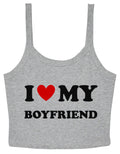 I Love My Boyfriend Ladies Cropped Printed Strappy Vest Cute Y2K Baby Tee