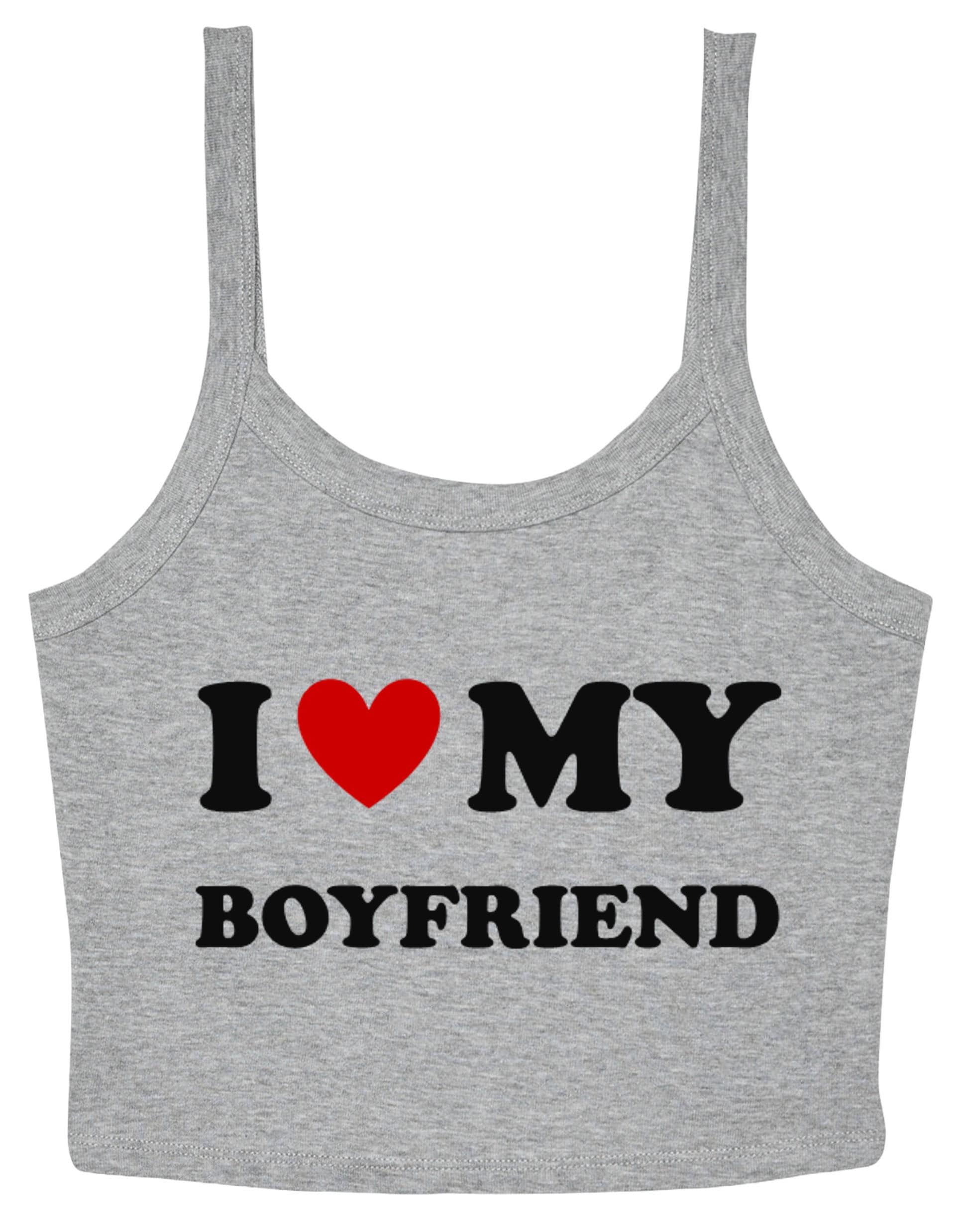 I Love My Boyfriend Ladies Cropped Printed Strappy Vest Cute Y2K Baby Tee