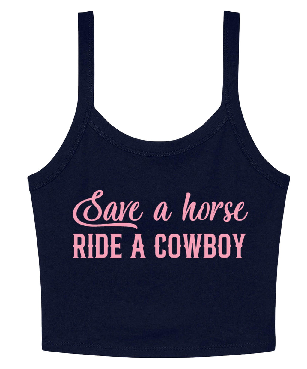 Save a Horse Ride A Cowboy Ladies Cropped Printed Strappy Vest Cute Y2K Baby Tee