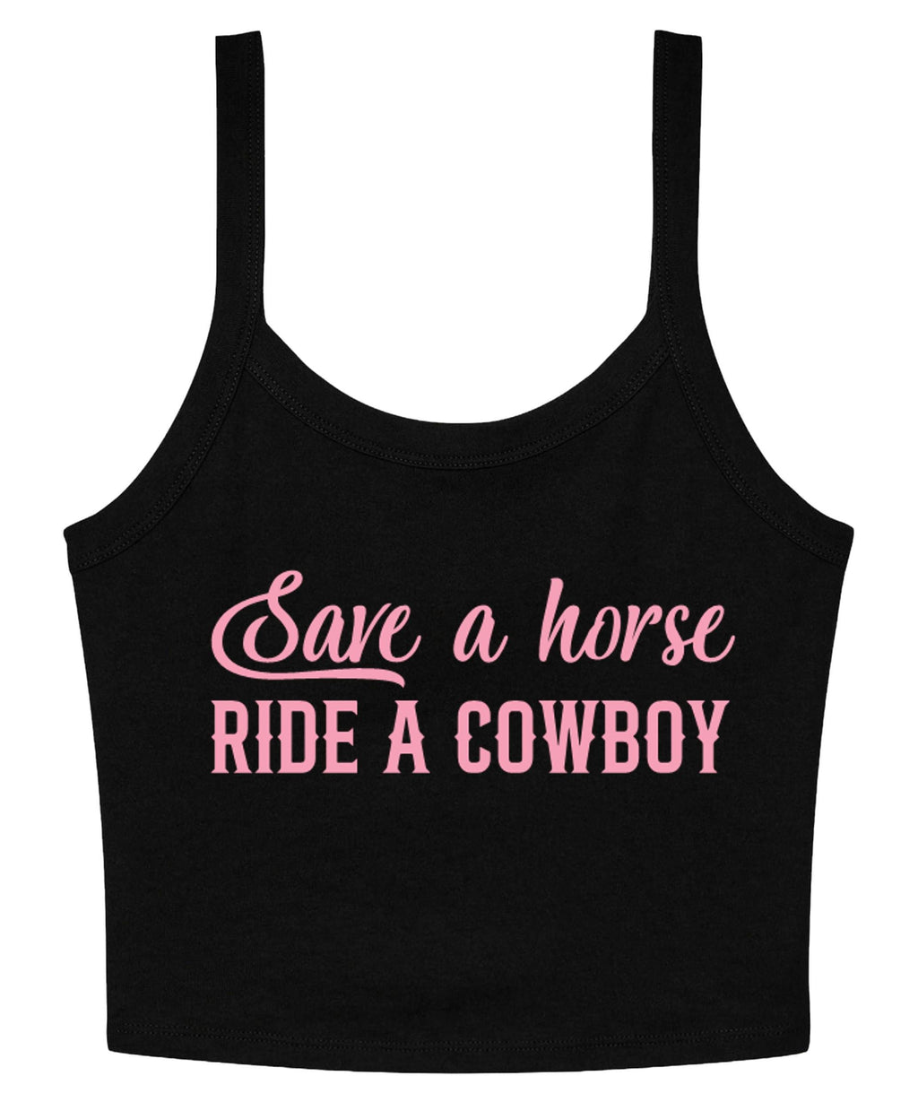 Save a Horse Ride A Cowboy Ladies Cropped Printed Strappy Vest Cute Y2K Baby Tee