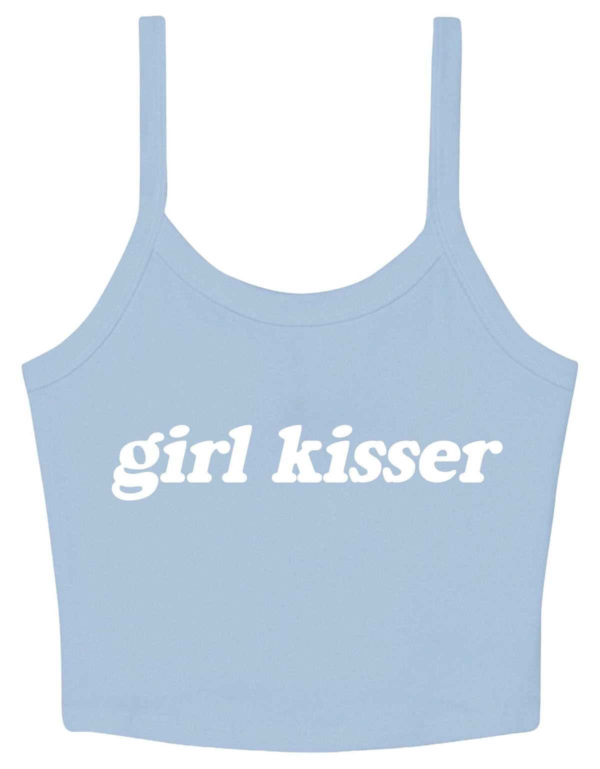 Girl Kisser Ladies Cropped Printed Strappy Vest LGBTQ+ Gay Lesbian Bisexual Queer Pride Cute Y2K Baby Tee