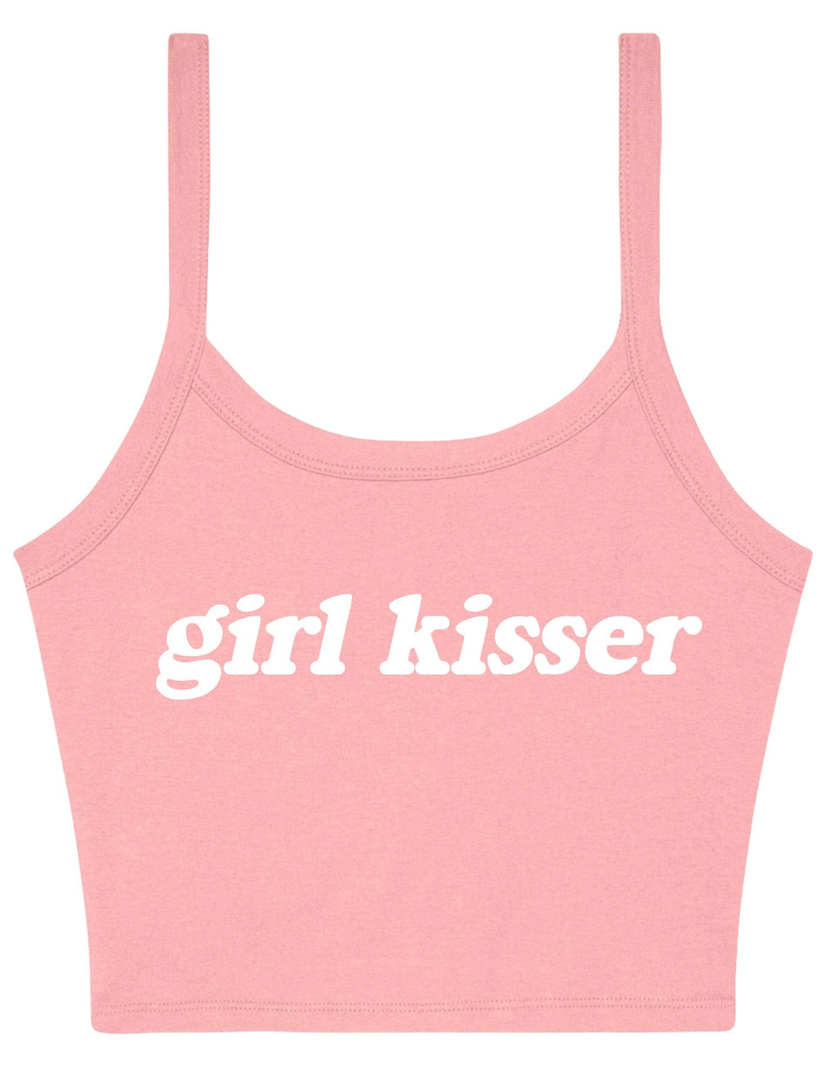 Girl Kisser Ladies Cropped Printed Strappy Vest LGBTQ+ Gay Lesbian Bisexual Queer Pride Cute Y2K Baby Tee