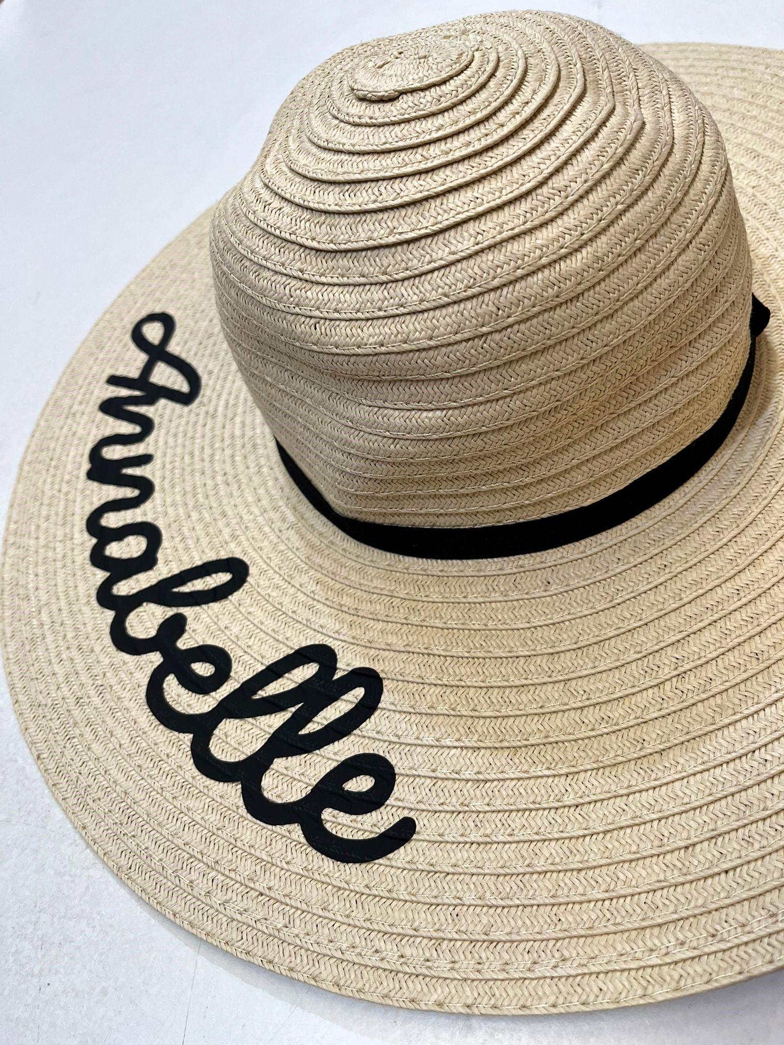 Ladies Personalised Name Wide Brimmed Beach Summer Sun Hat Custom Text
