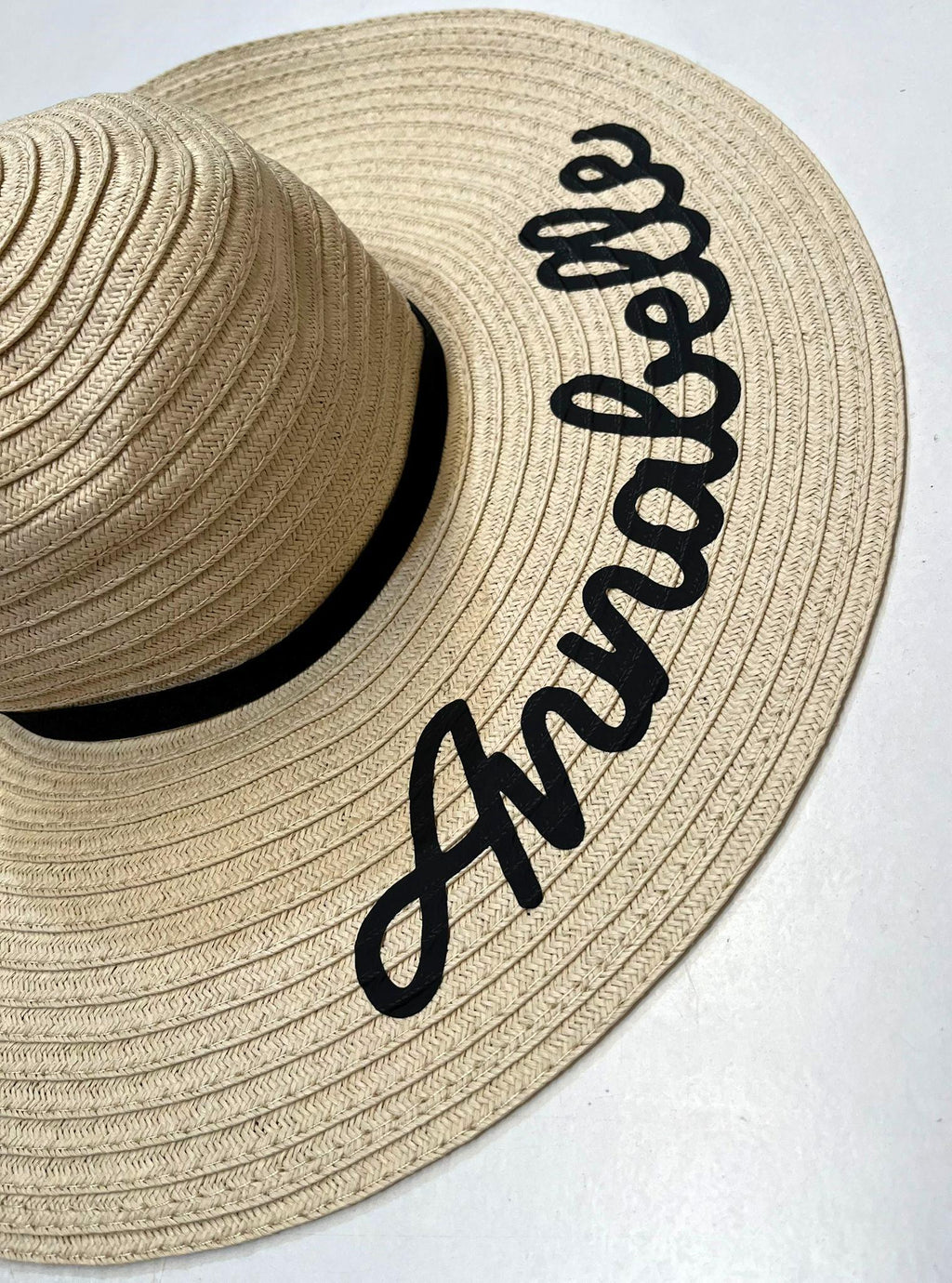 Ladies Personalised Name Wide Brimmed Beach Summer Sun Hat Custom Text