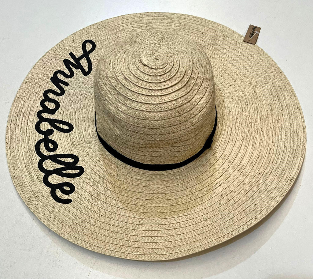 Ladies Personalised Name Wide Brimmed Beach Summer Sun Hat Custom Text