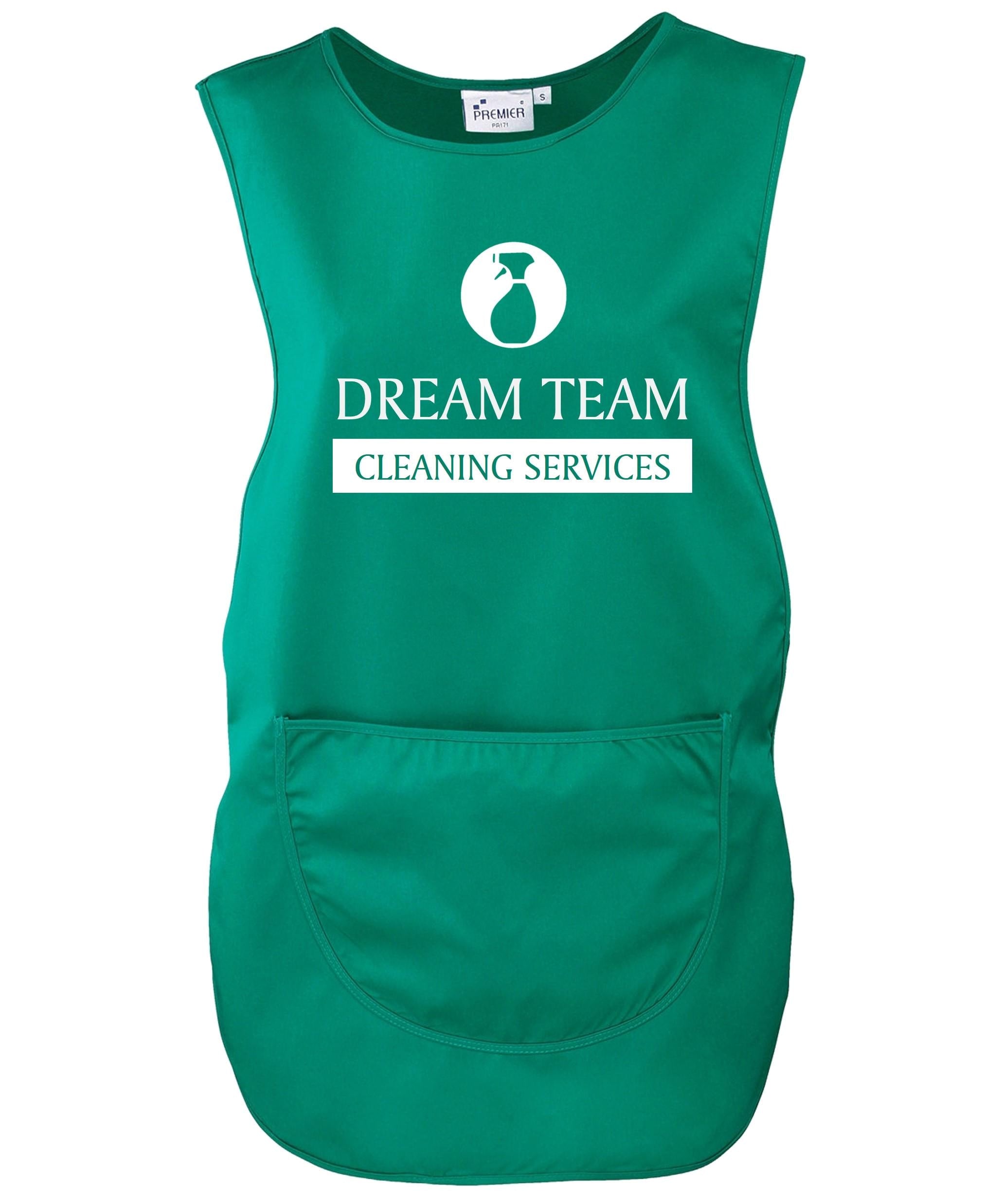Ladies Personalised Text Cleaning Services Tabard Apron Custom Design Cleaner Uniform
