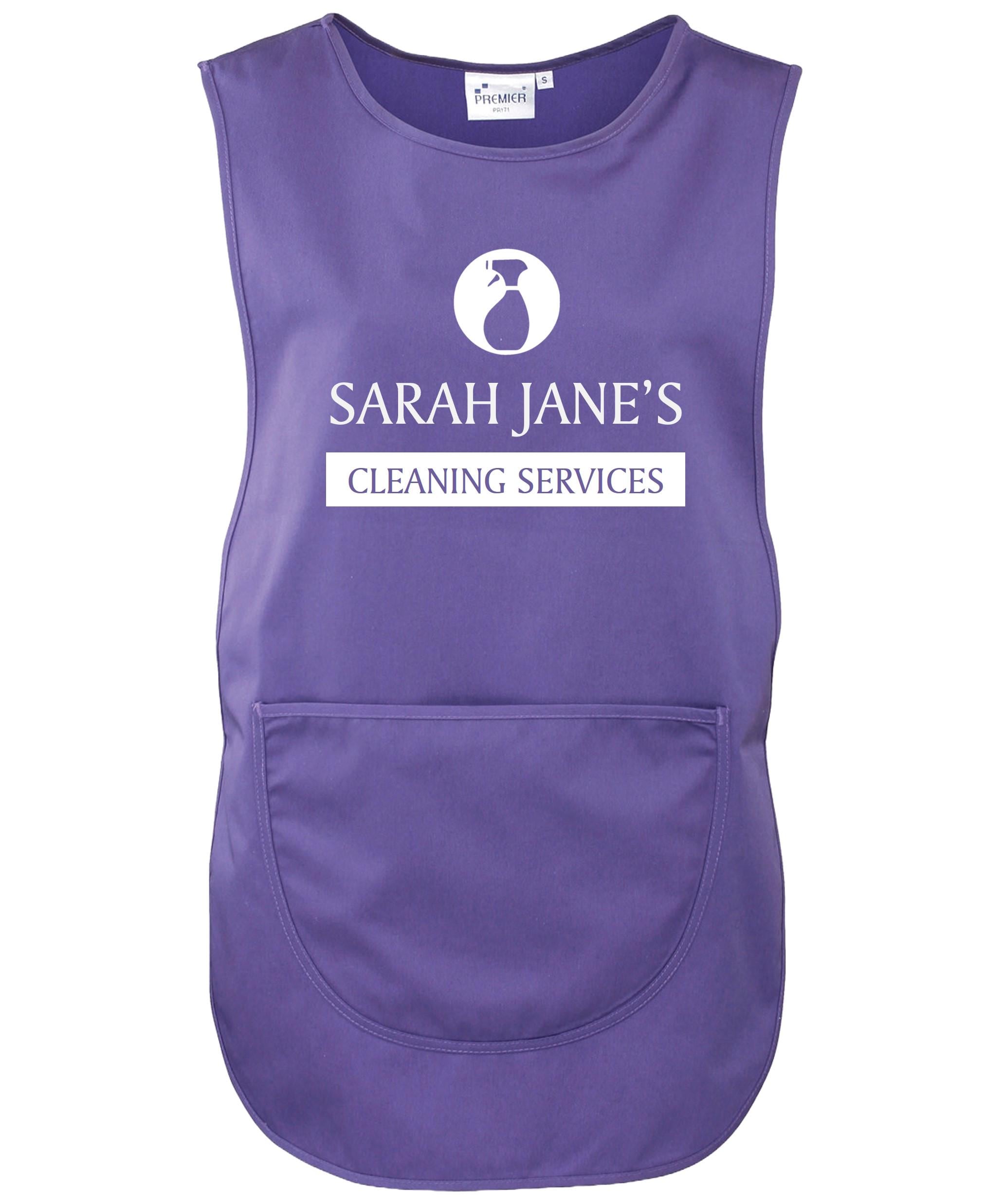 Ladies Personalised Text Cleaning Services Tabard Apron Custom Design Cleaner Uniform