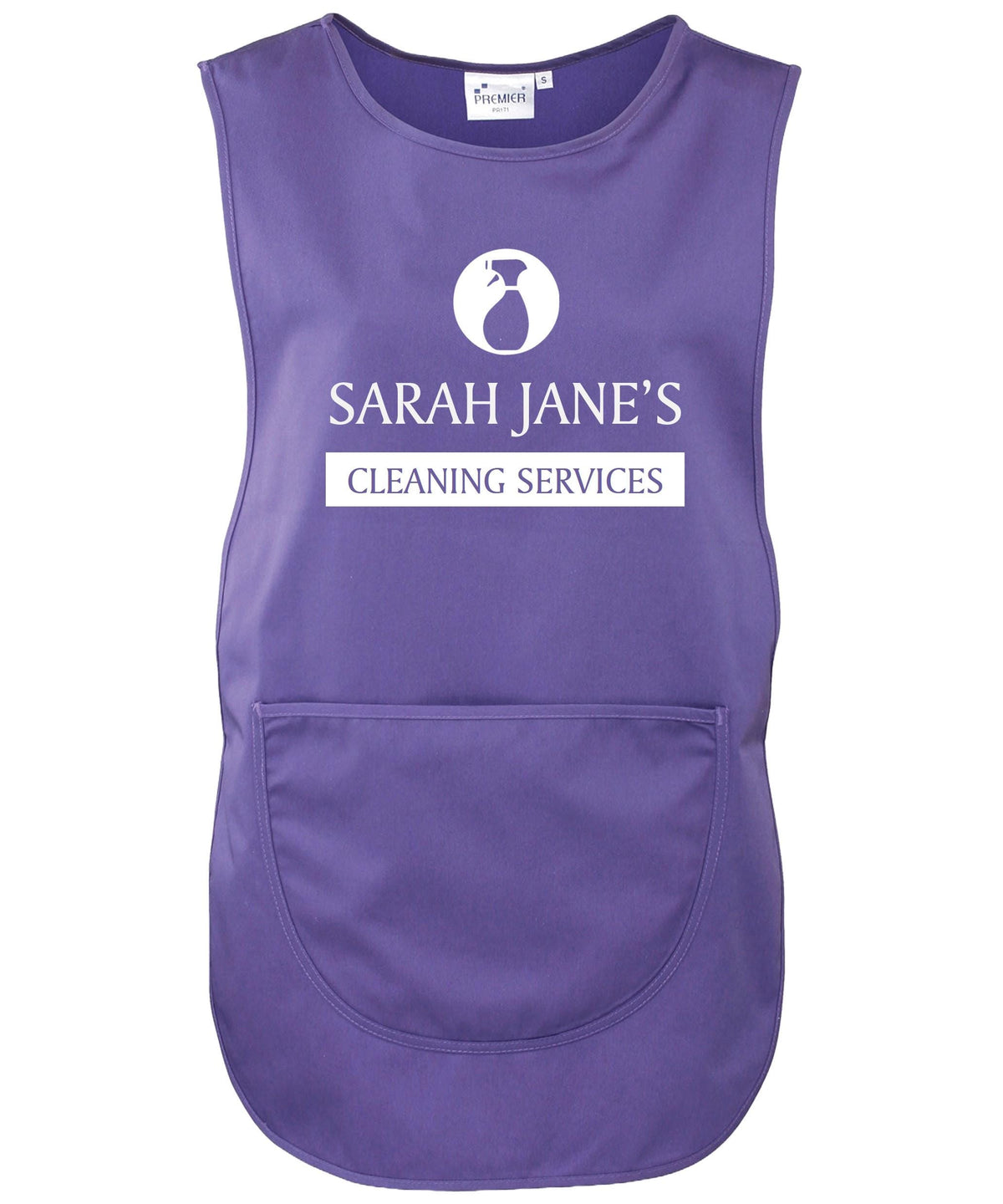 Ladies Personalised Text Cleaning Services Tabard Apron Custom Design Cleaner Uniform