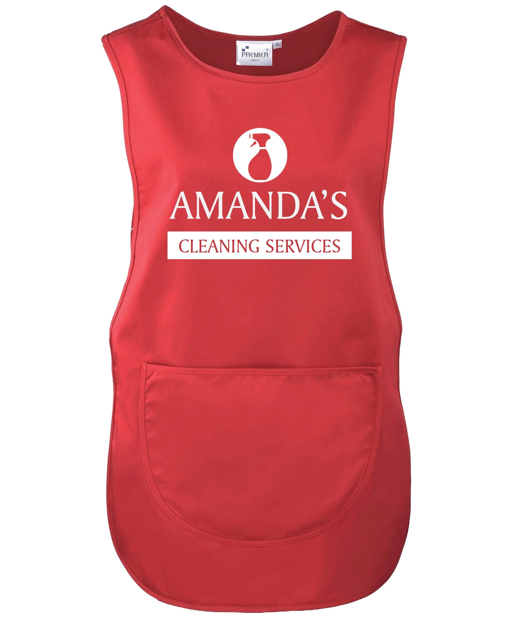 Ladies Personalised Text Cleaning Services Tabard Apron Custom Design Cleaner Uniform