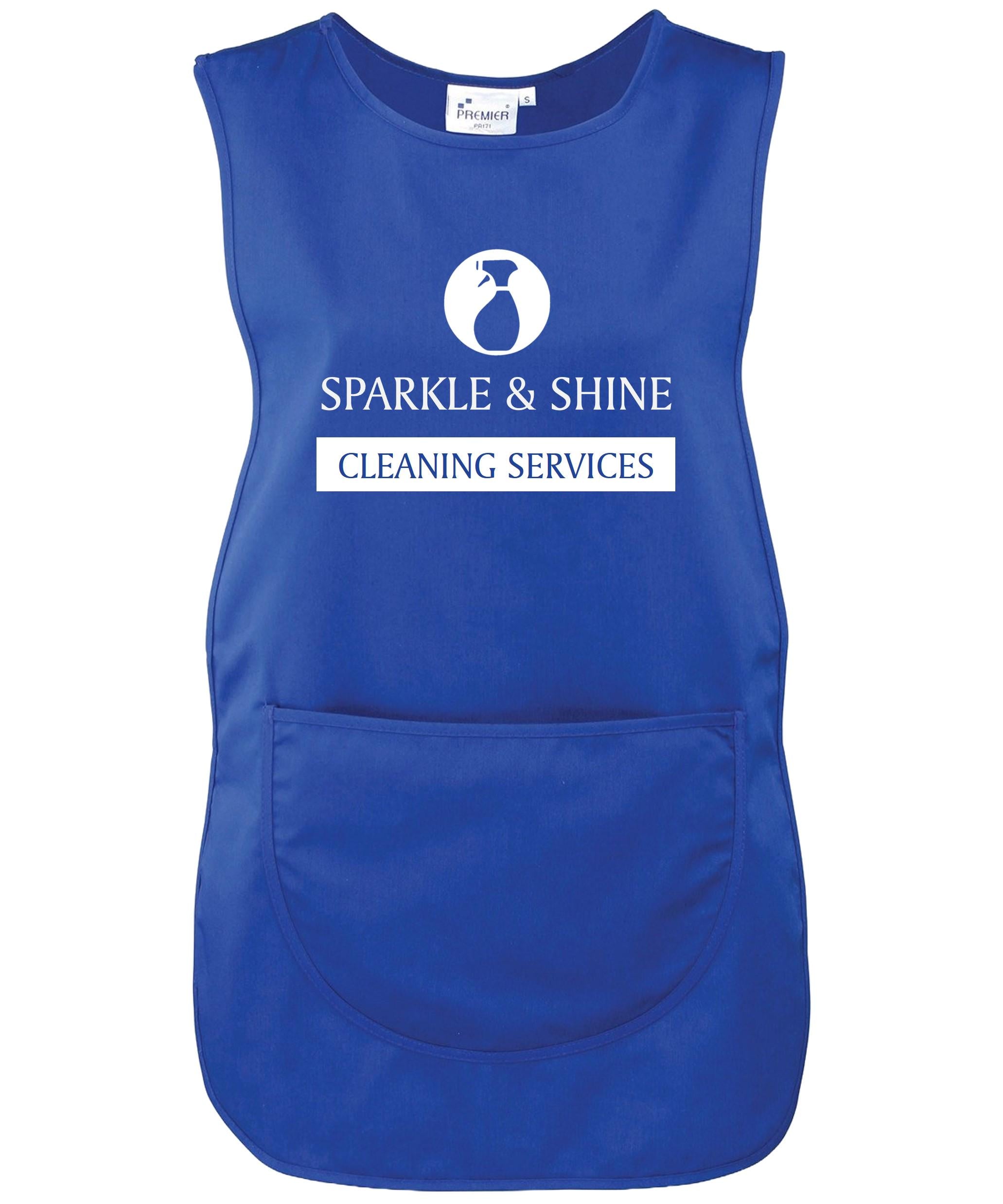 Ladies Personalised Text Cleaning Services Tabard Apron Custom Design Cleaner Uniform