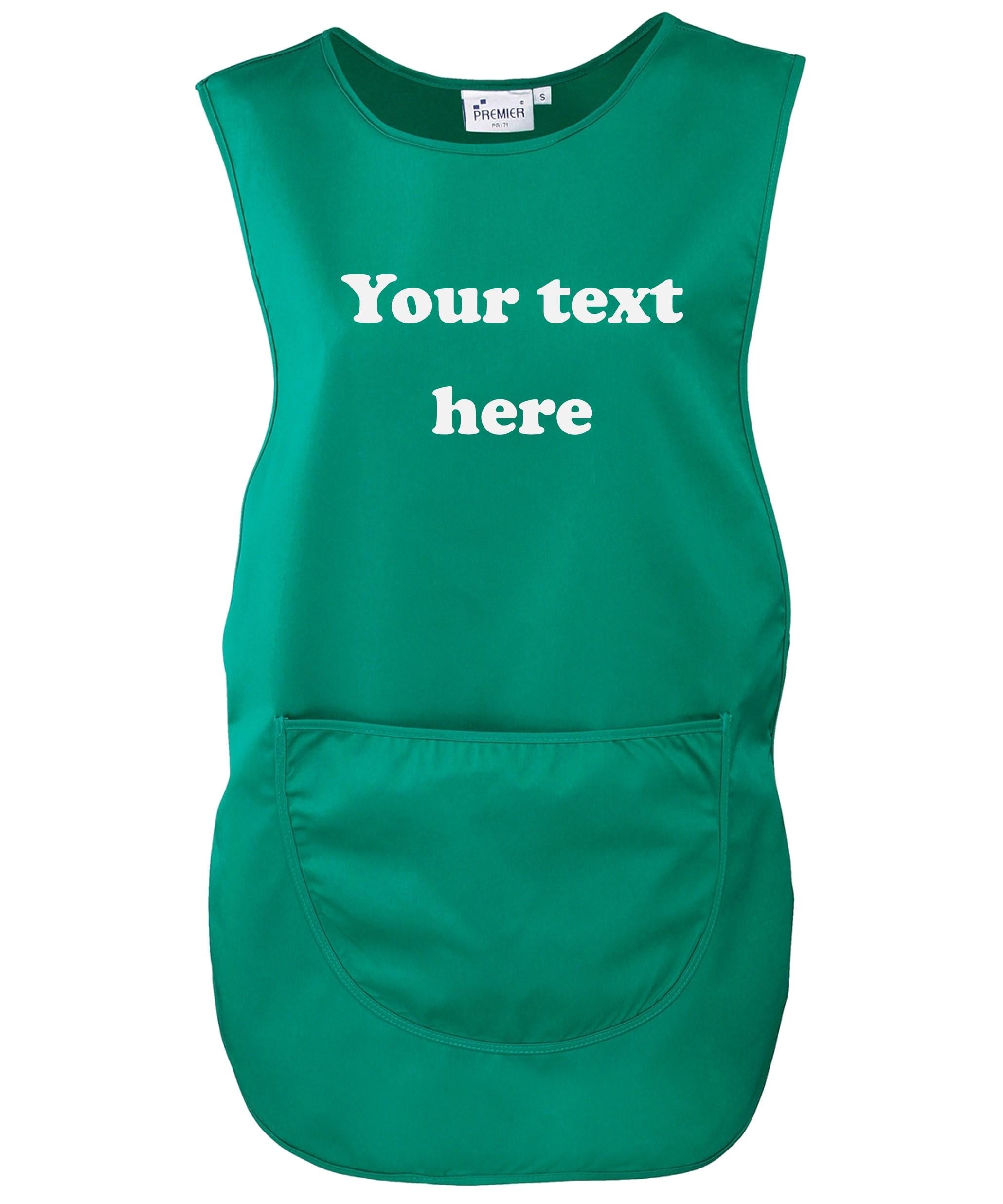 Ladies Personalised Text Tabard Apron Custom Design Cleaner Uniform