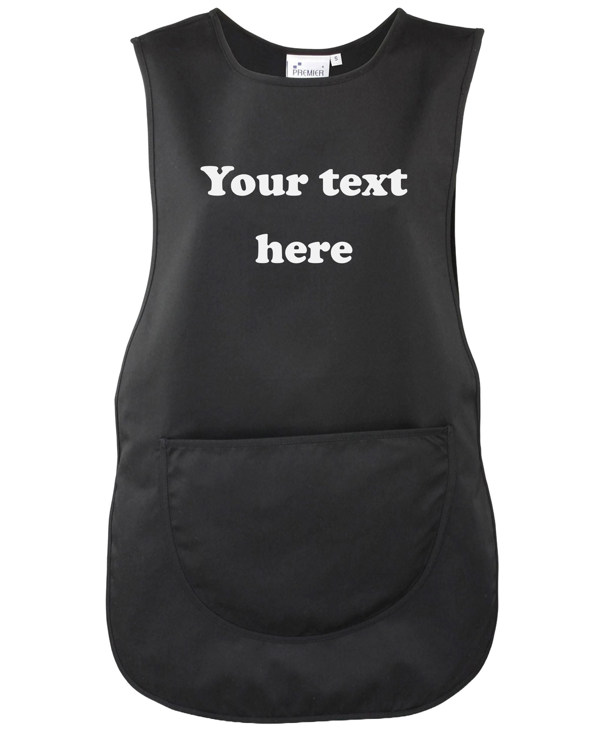 Ladies Personalised Text Tabard Apron Custom Design Cleaner Uniform