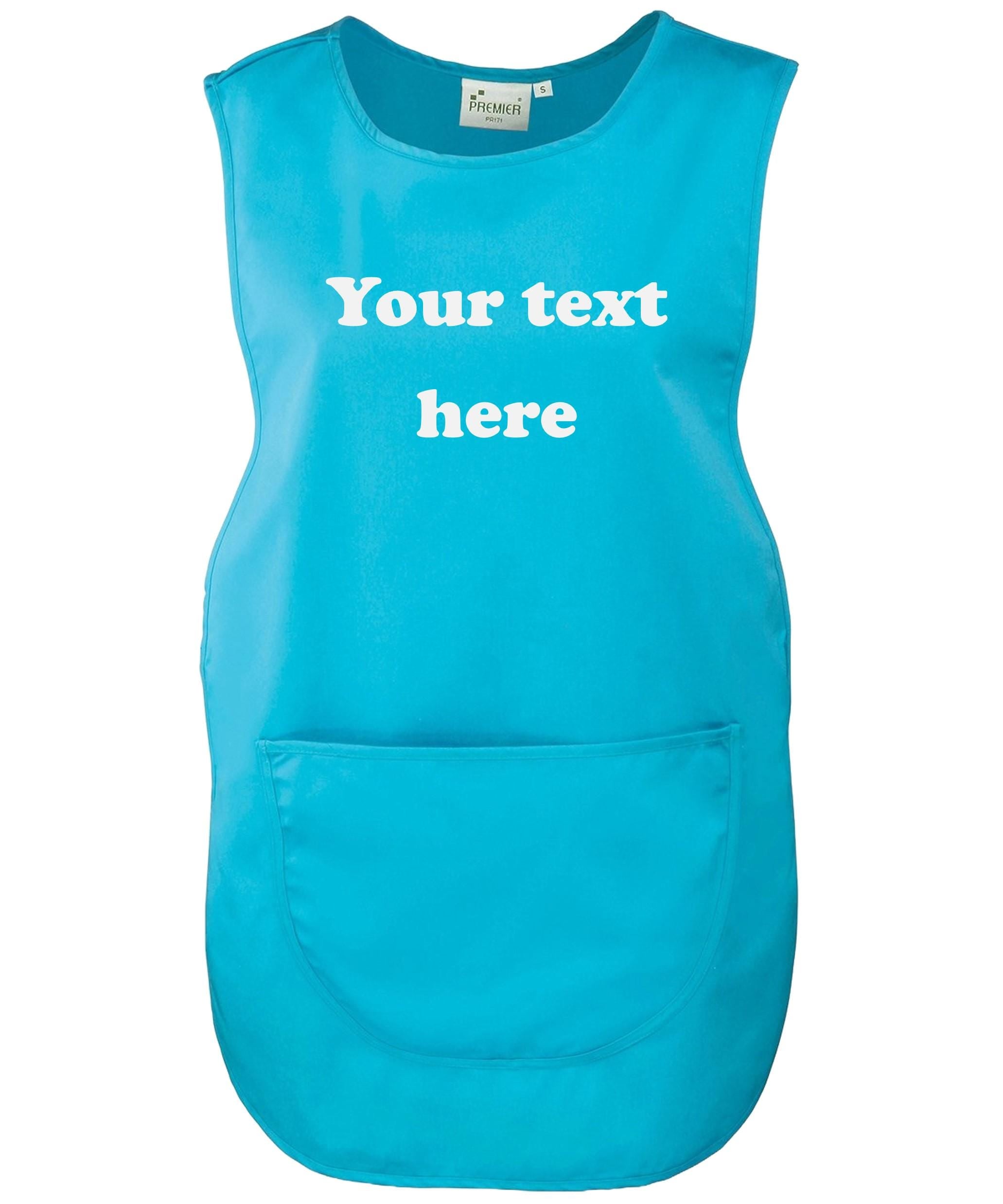 Ladies Personalised Text Tabard Apron Custom Design Cleaner Uniform