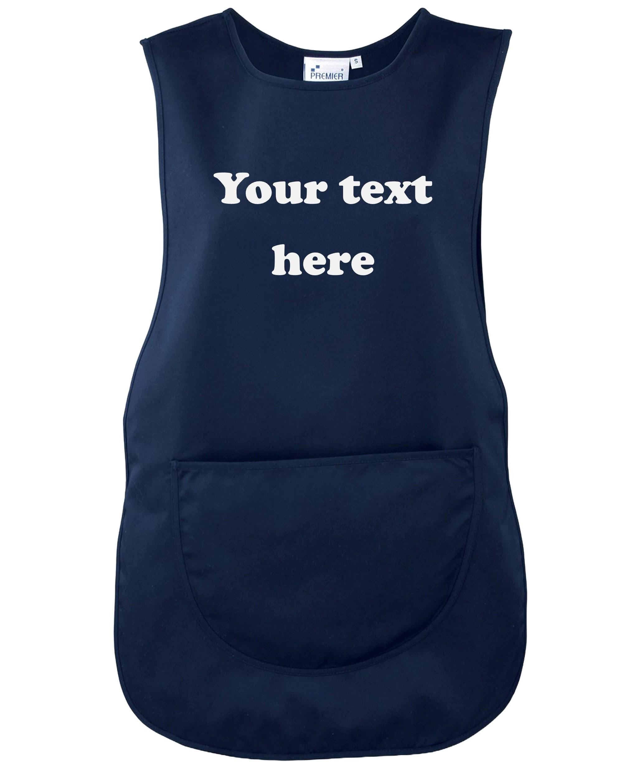 Ladies Personalised Text Tabard Apron Custom Design Cleaner Uniform